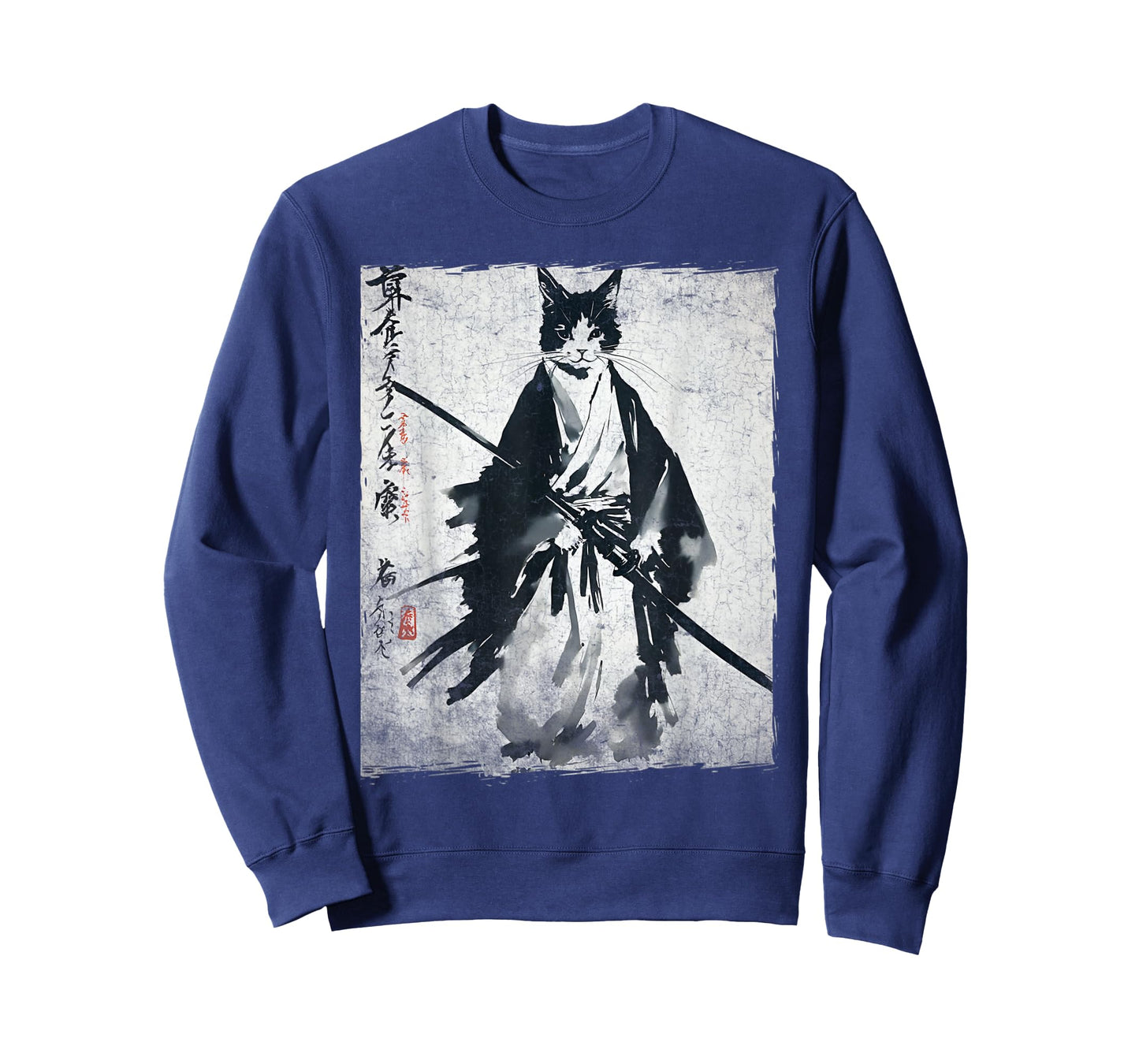 Samurai Cat Ukiyo-e Warrior Art Vintage Ninja Cat Graphic T-Shirt