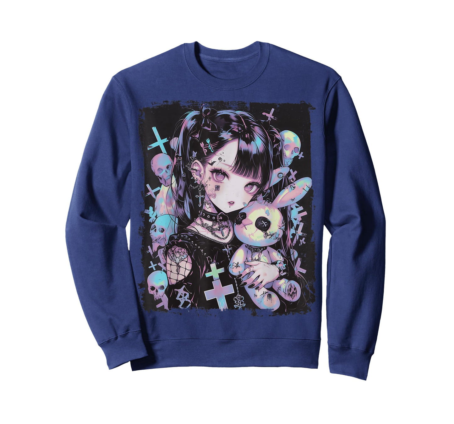 Anime Girl Goth Bunny Cute E-Girl Gothic Outfit Grunge T-Shirt
