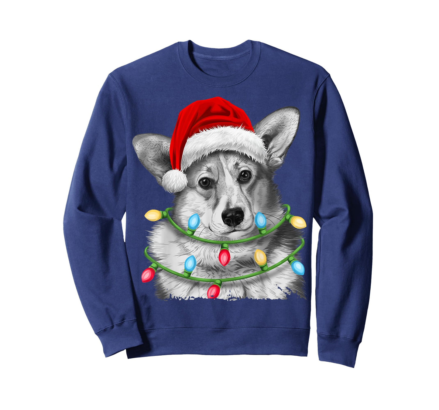 Corgi Santa Christmas Tree Lights Xmas Boys Men Corgmas Dog T-Shirt