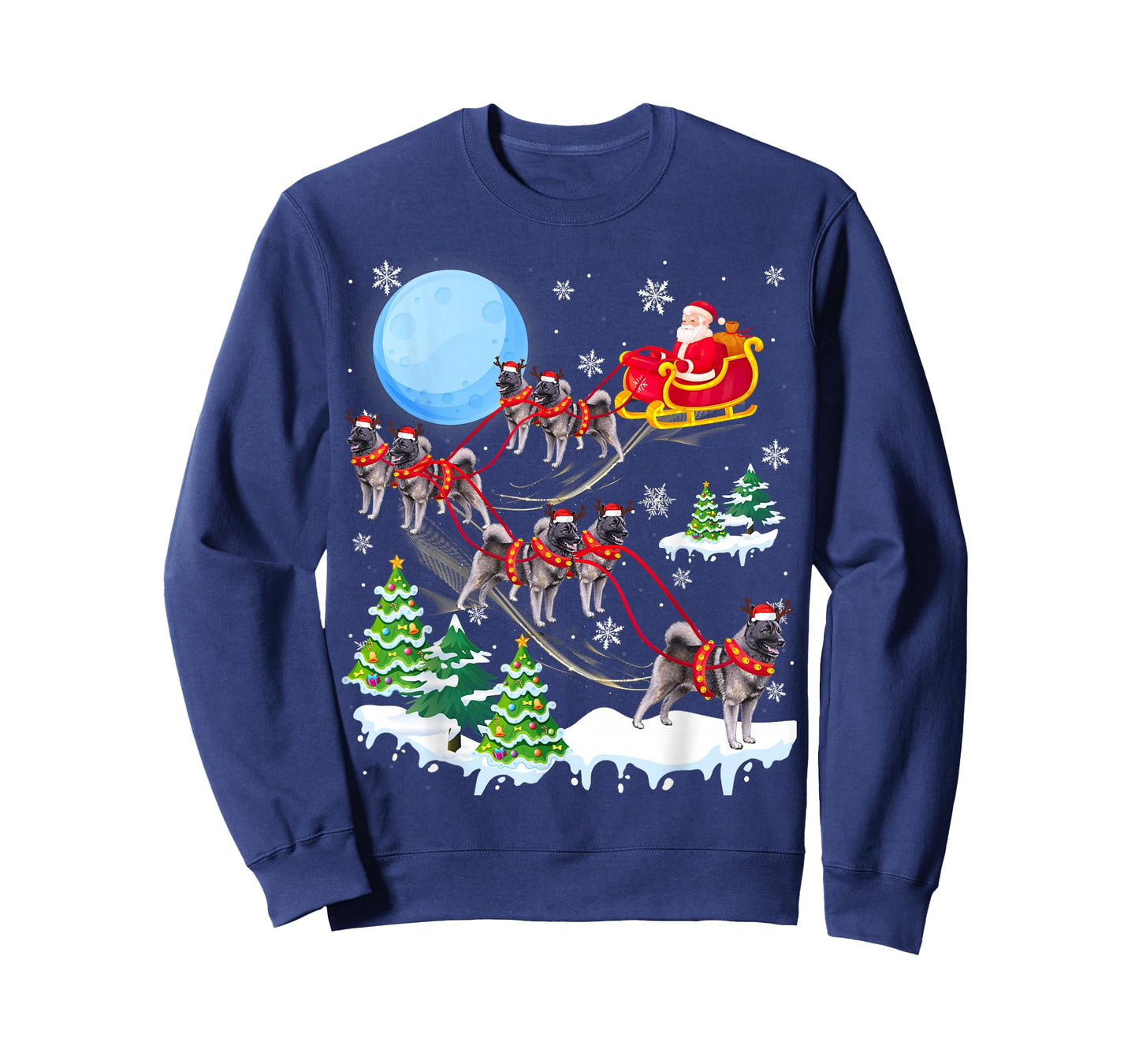 Norwegian Elkhound Reindeer Christmas Dog Riding Santa T-Shirt