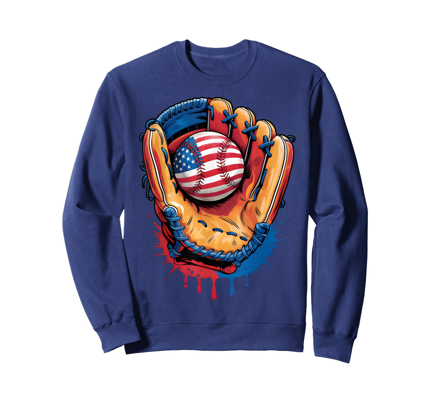 Baseball Drip Ice Cream Sprinkles 4th of July Baseball Glove T-Shirt