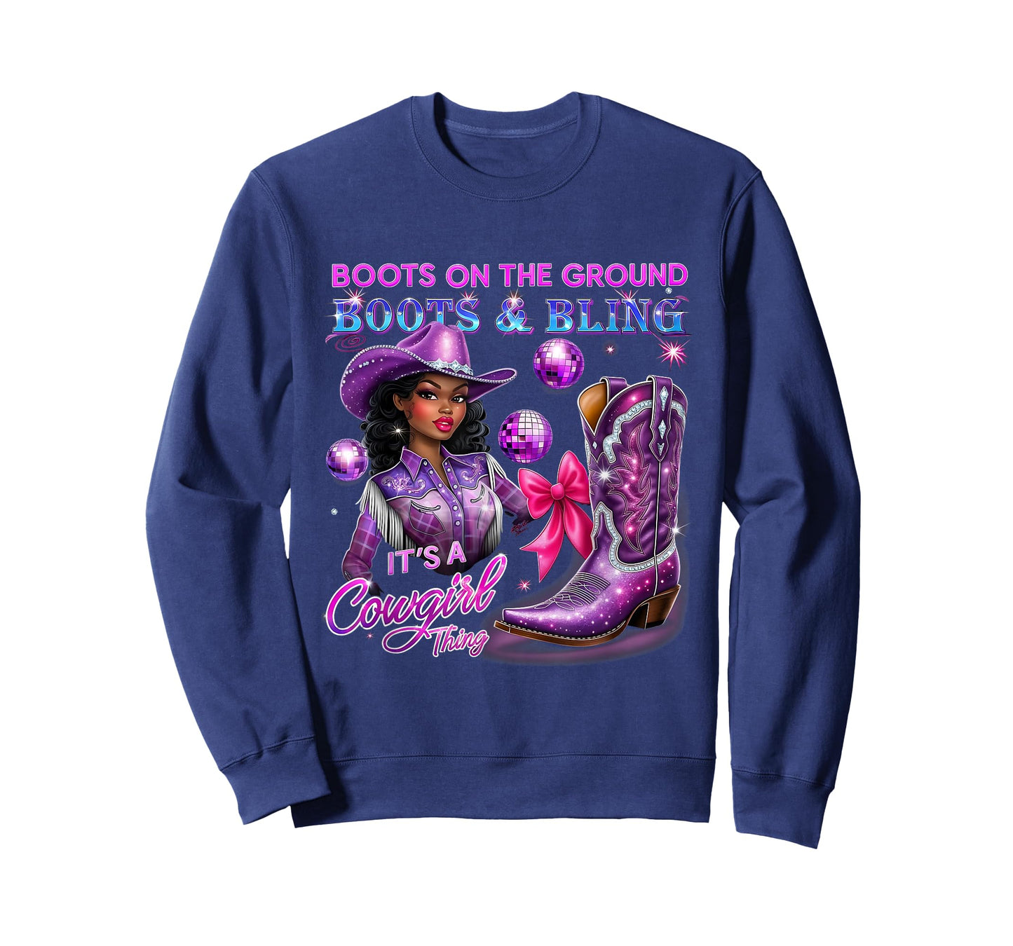 Western Boots Bling Black Melanin Trendy Cowgirl Thing T-Shirt