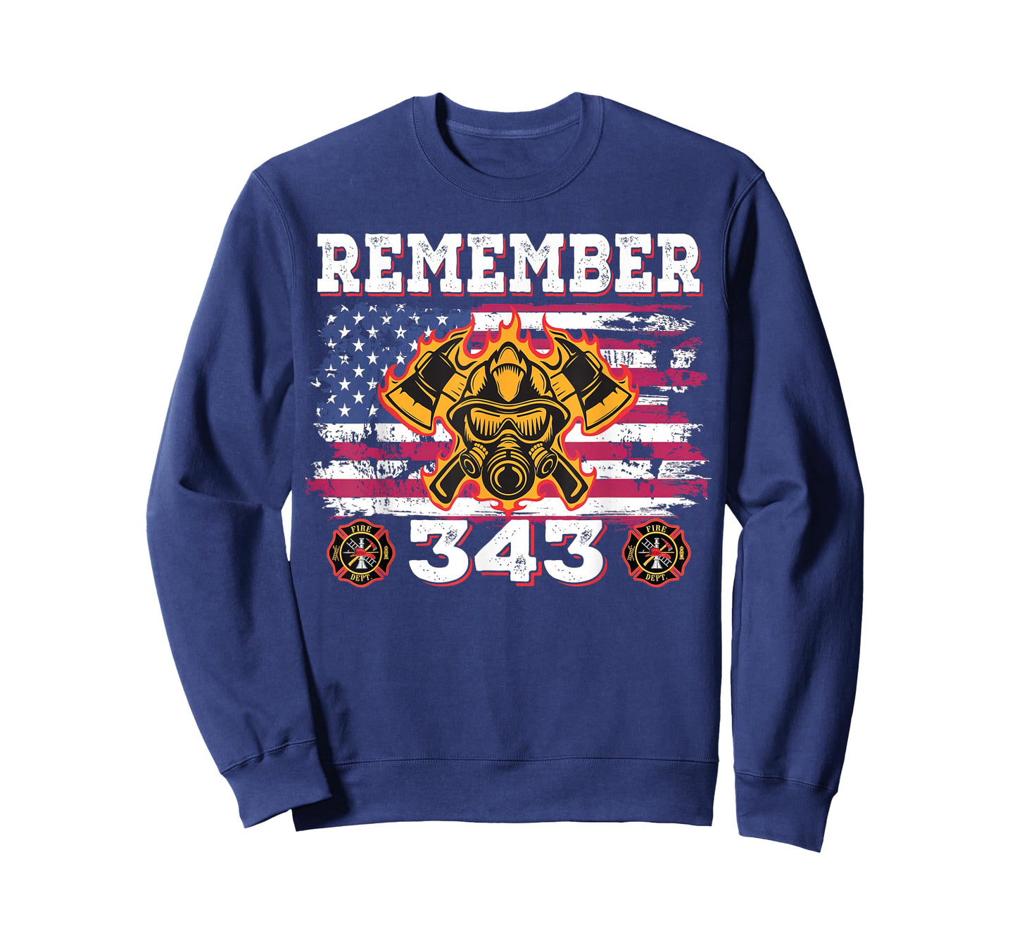 Remember Vintage Distressed Firefighter American Flag 343 T-Shirt