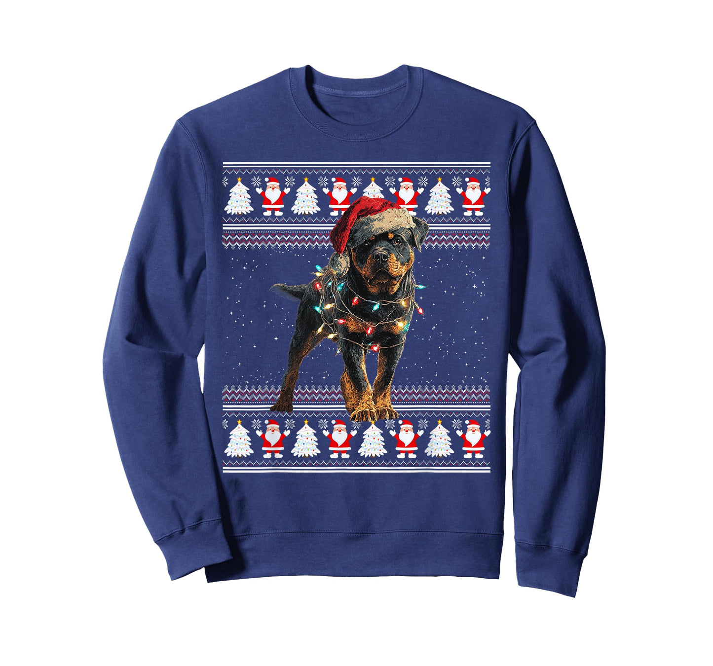 Rottweiler Ugly Christmas Sweaters Funny Dog Lights Xmas T-Shirt