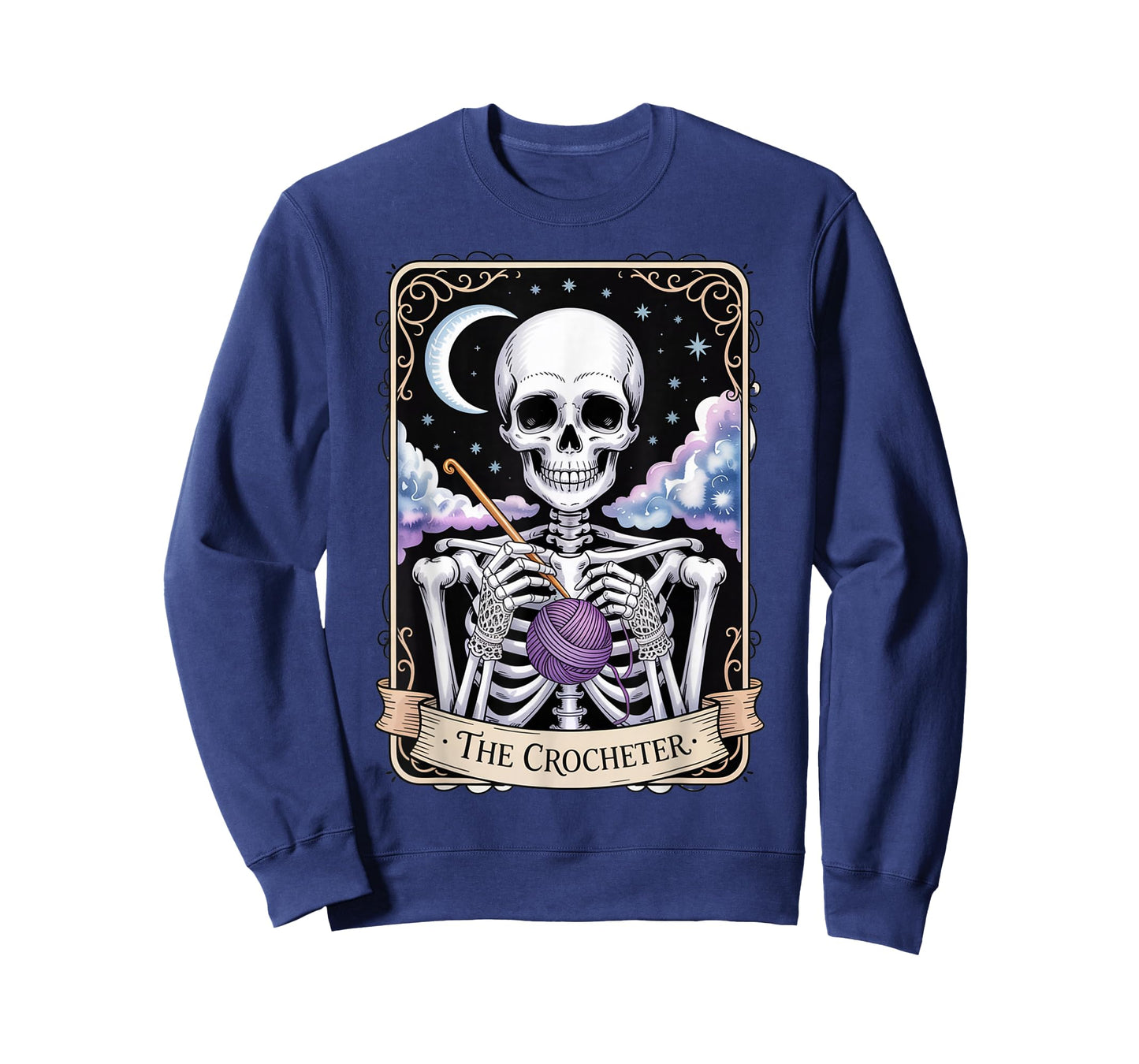 The Crocheter Mom Tarot Card Skeleton Knitting T-Shirt