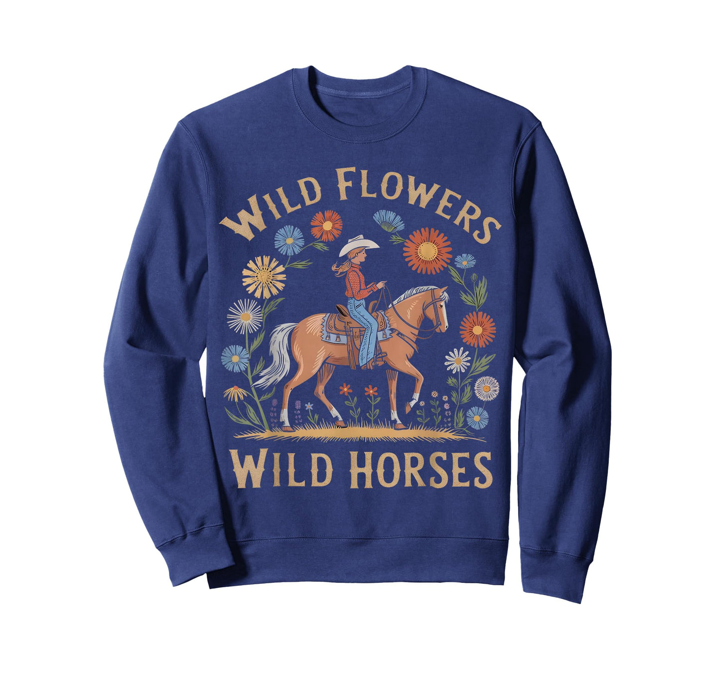 Retro Southern Sunset Wild Cowgirl Flowers - Wild T-Shirt