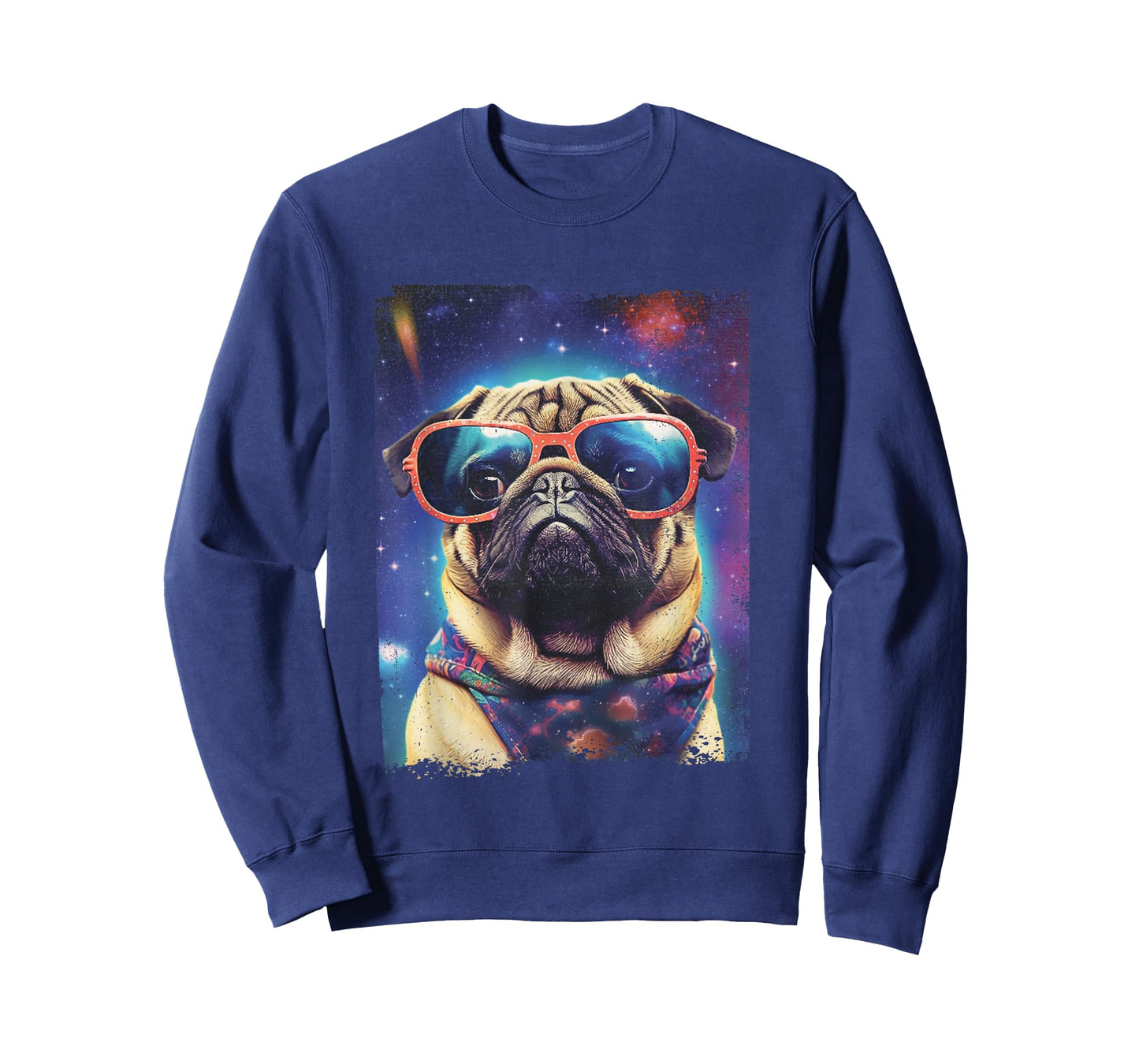 Pug in Space Funny Colorful Dog Graphic T-Shirt