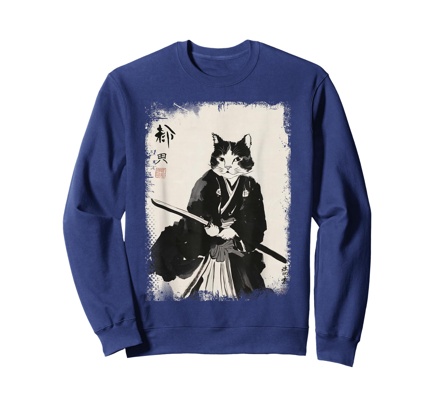 Cat Samurai Warrior Vintage Ukiyo-e Art Japanese Katana T-Shirt