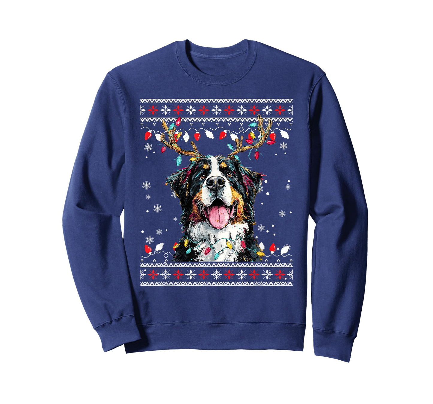 Cute Bernese Mountain Dog Christmas Reindeer Santa Hat T-Shirt