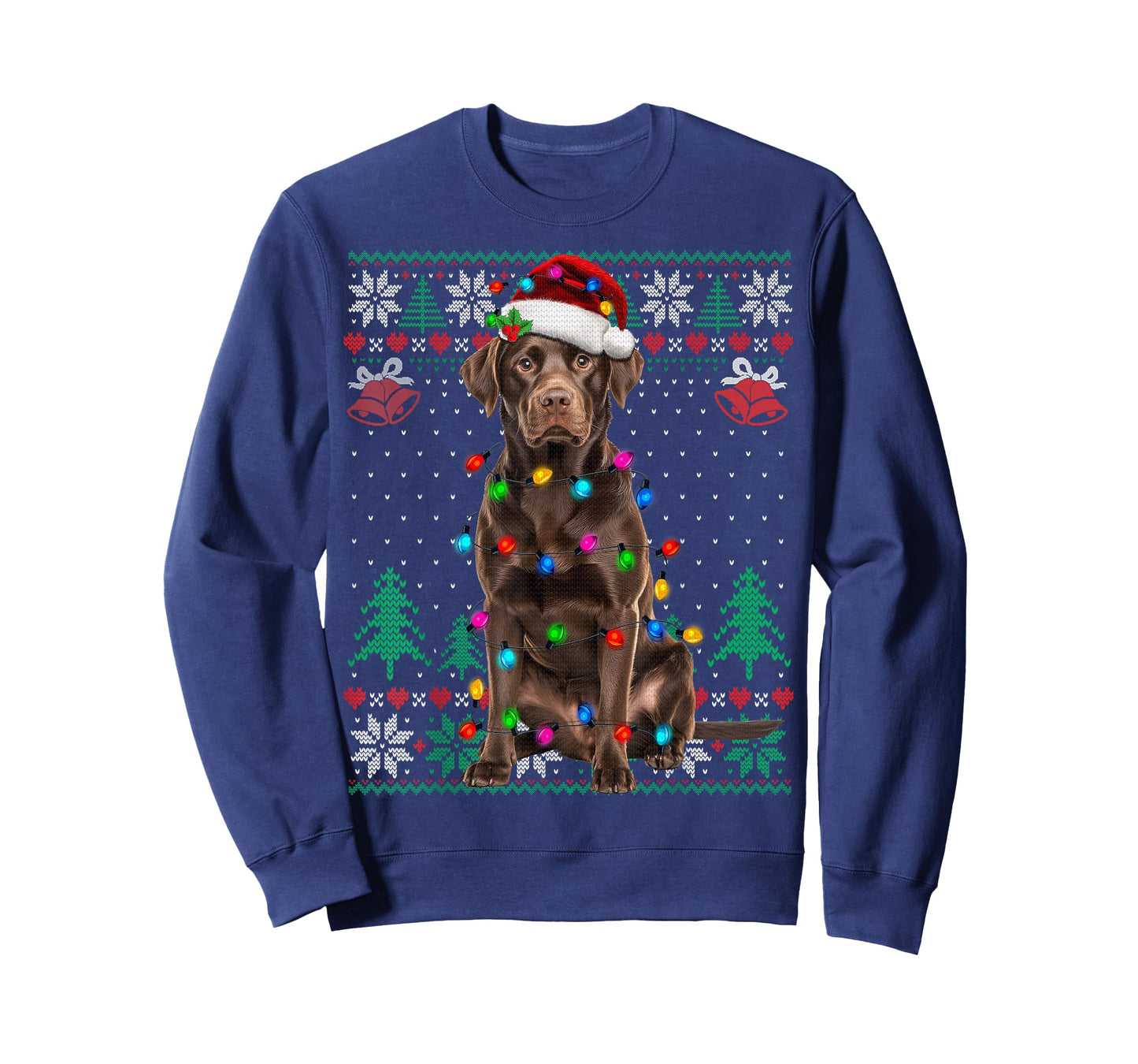 Chocolate Lab Labrador Christmas Santa Hat Dog Ugly Sweater T-Shirt