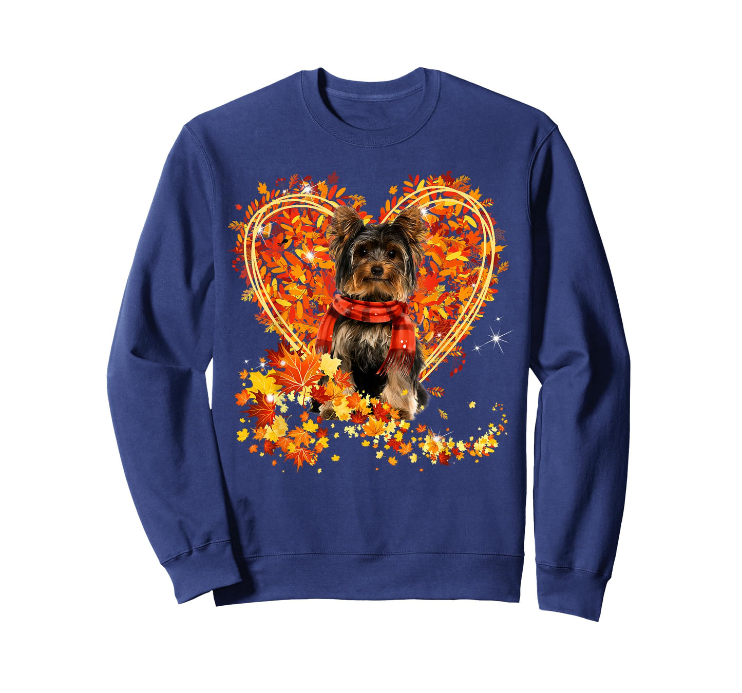 Yorkie Hello Autumn Leaves Heart Fall Thanksgiving T-Shirt