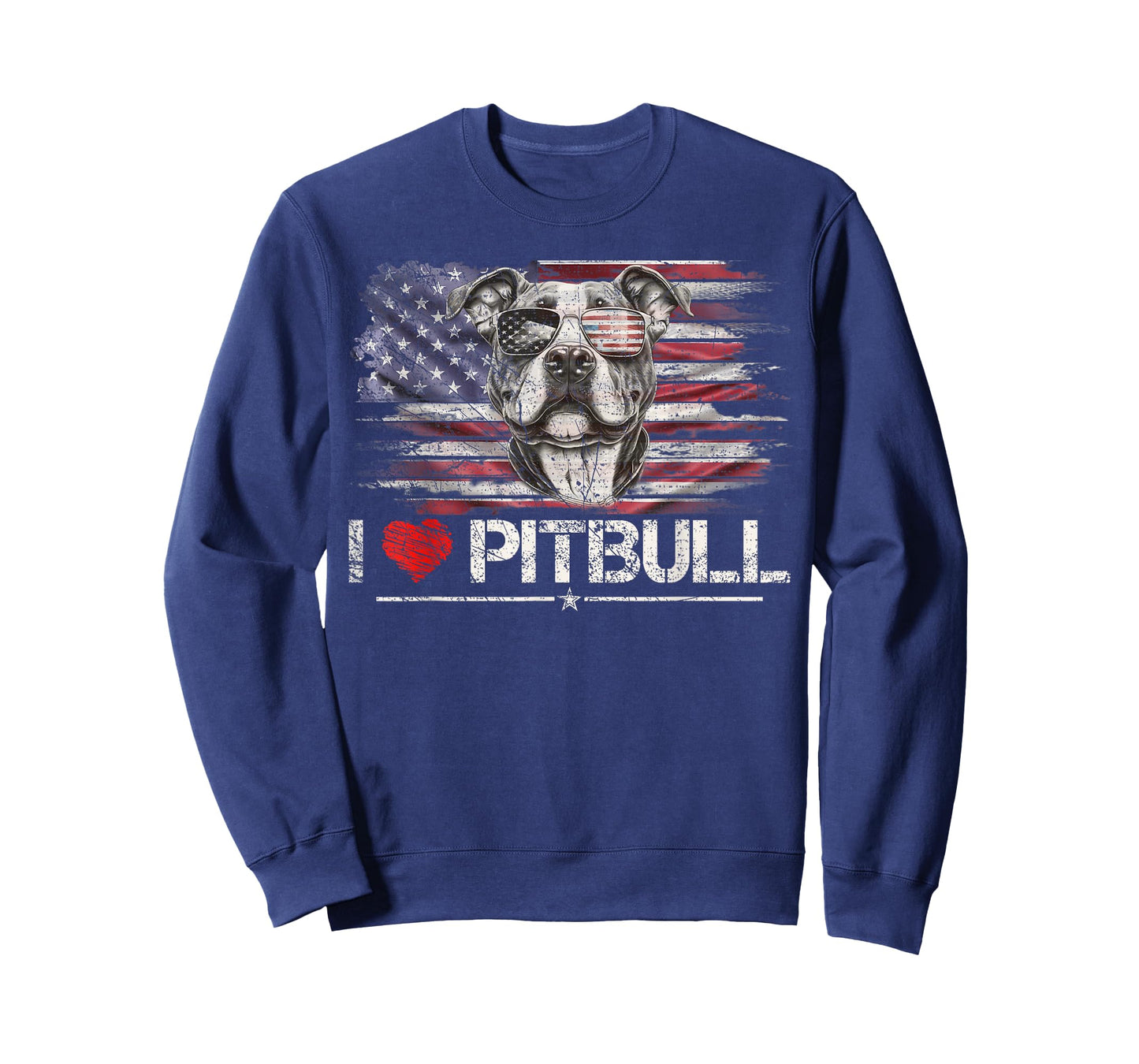 Vintage USA Flag I Love My Pitbull Dog Heart, Pittie Lover T-Shirt for Women Kids Men