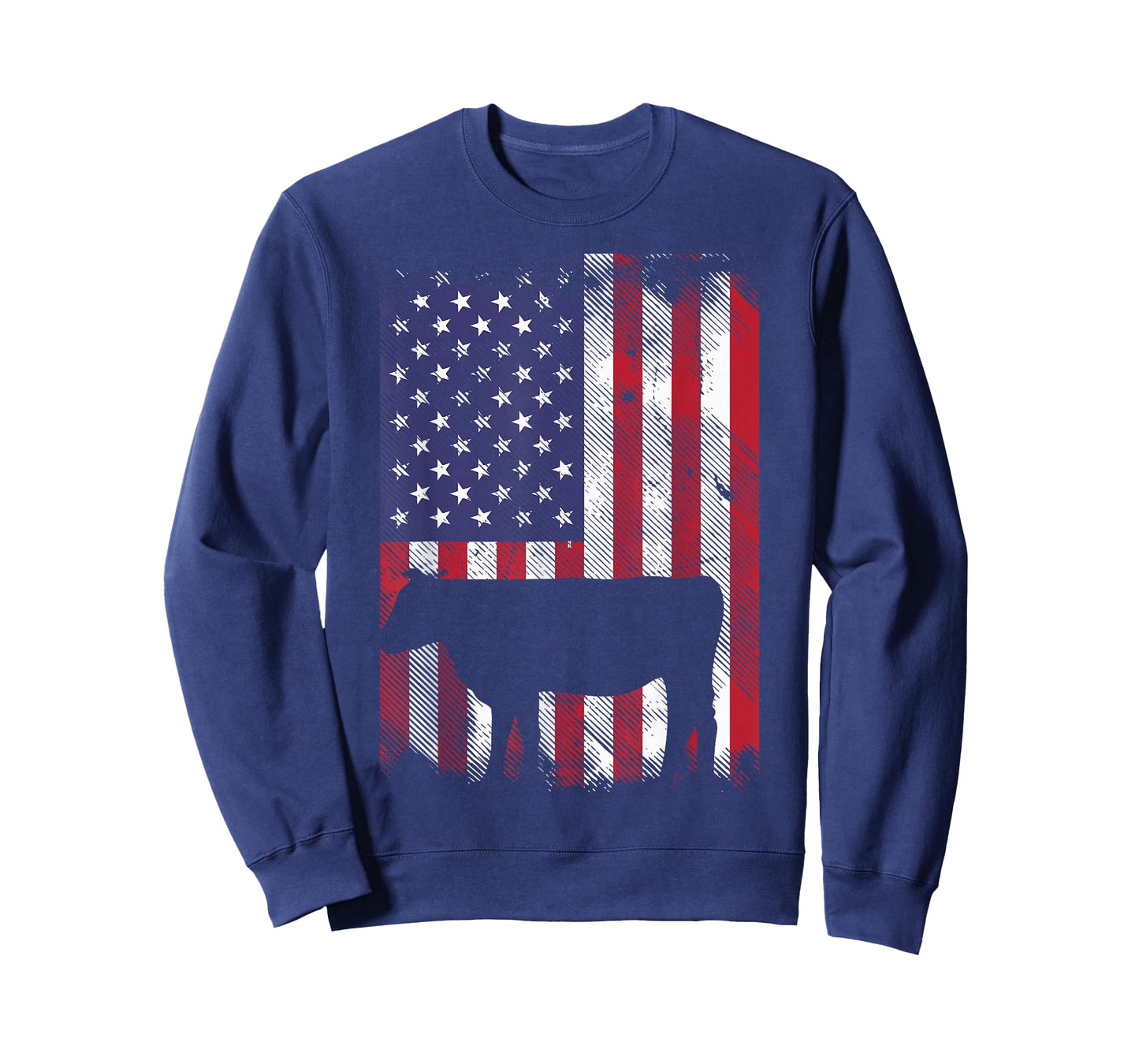American Flag Cow Vintage Farm Animal Patriotic Farmer Gift T-Shirt