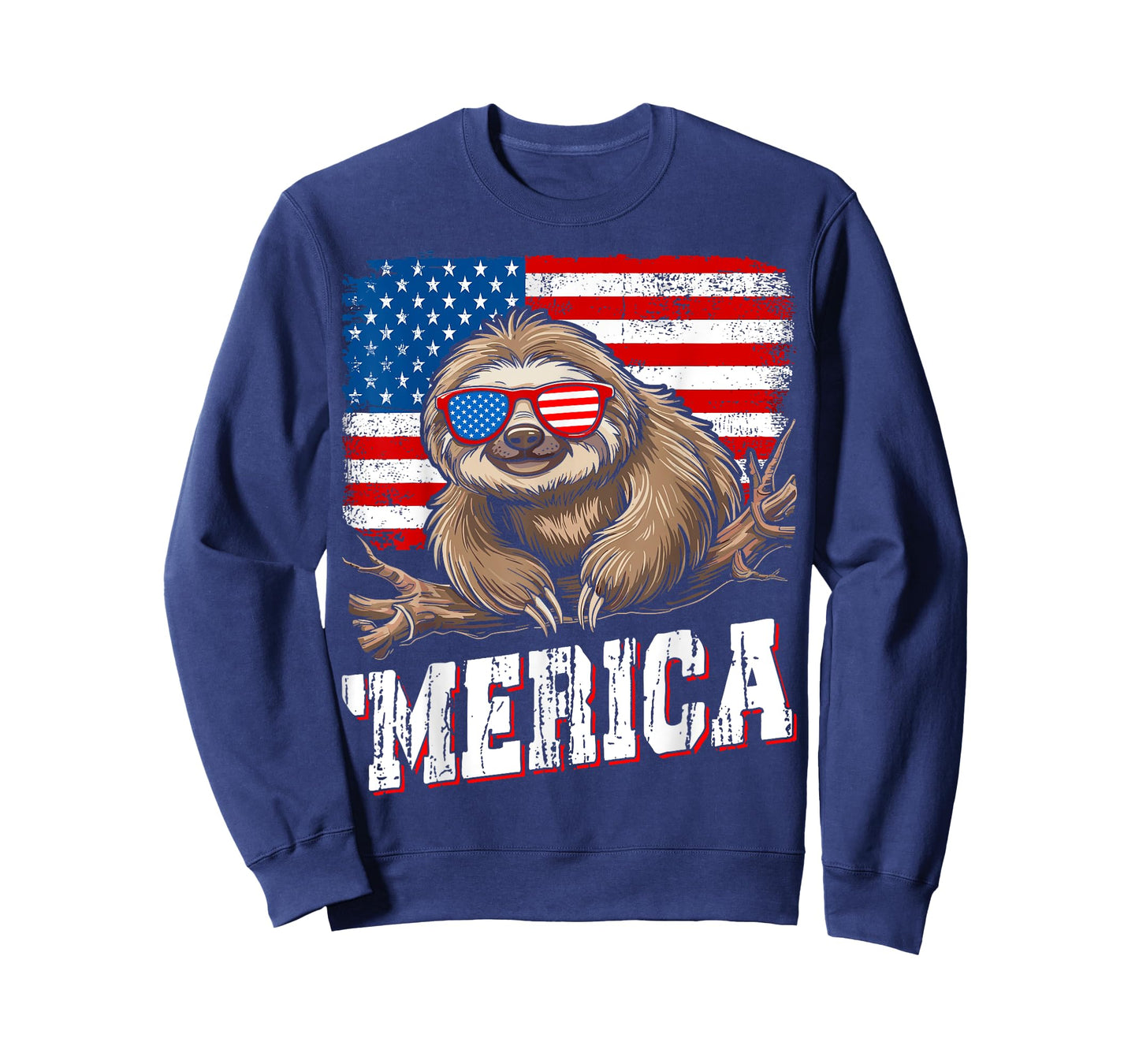 Merica USA Flag Sloth Lover 4th of July American Patriotic T-Shirt