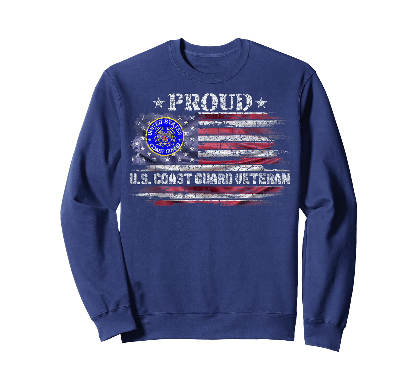 Vintage USA American Flag Proud US Coast Guard Veteran Funny T-Shirt