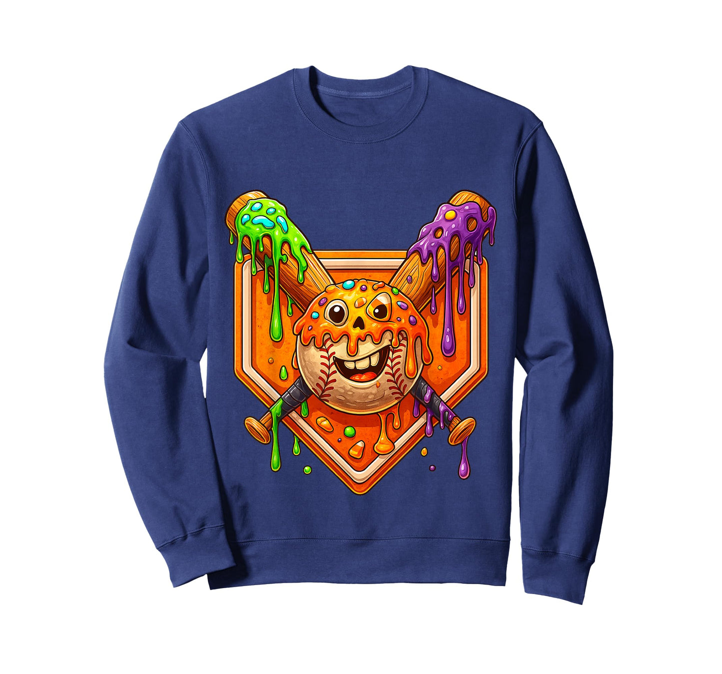 Halloween Baseball Drip Ice Cream for Boys Spooky Candies T-Shirt