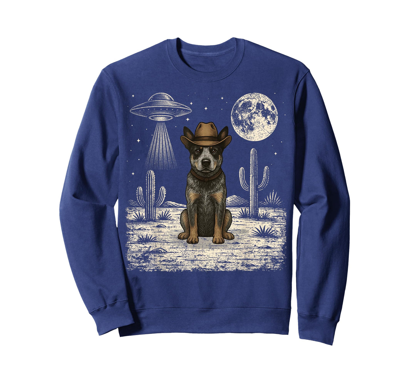 Funny Blue Heeler Cowboy Western Dog UFO T-Shirt