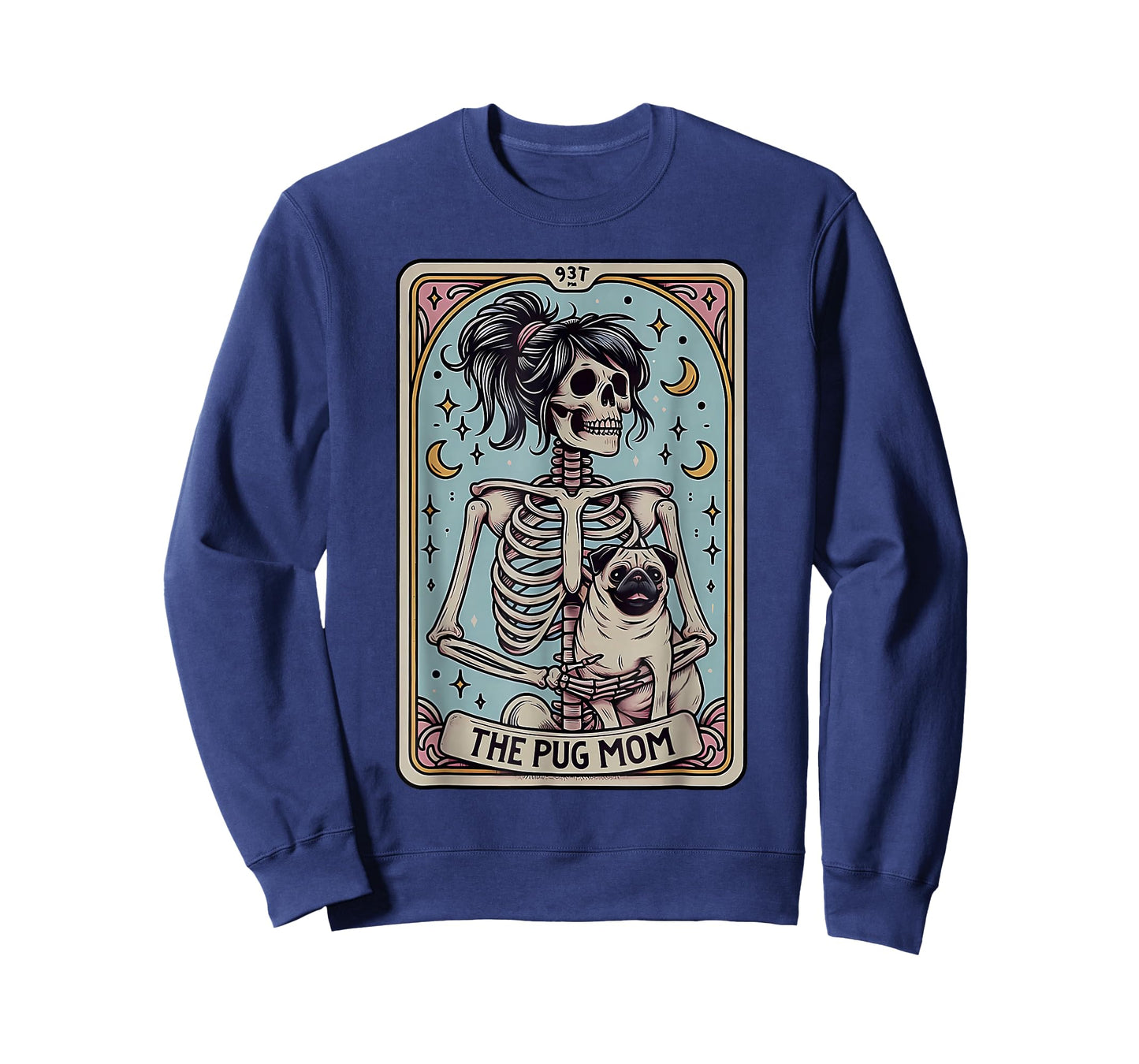 Retro Funny The Pug Dog Mom Tarot Card Skeleton Halloween T-Shirt