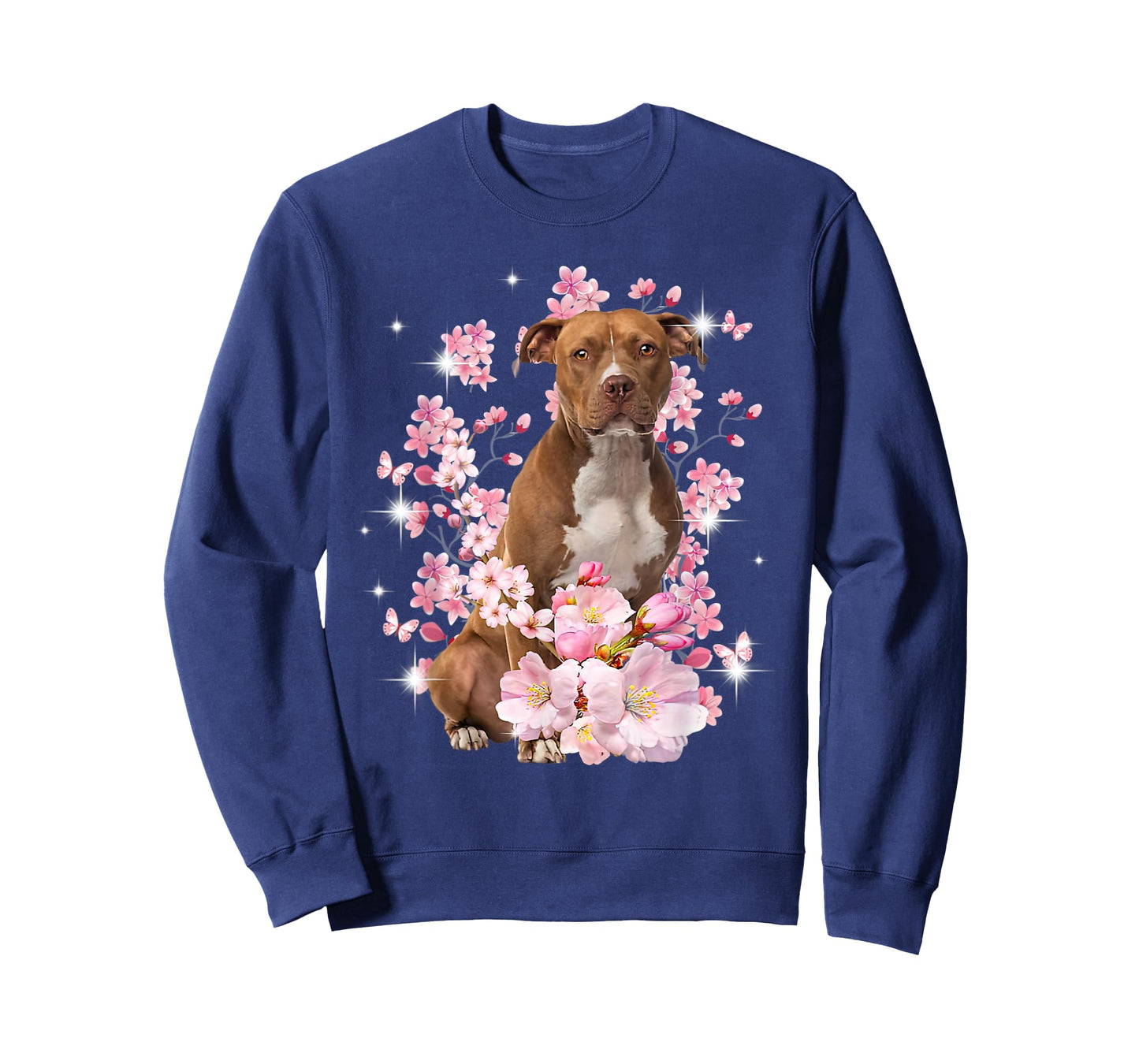 Pitbull Dog Japanese Cherry Blossom Sakura Flower T-Shirt