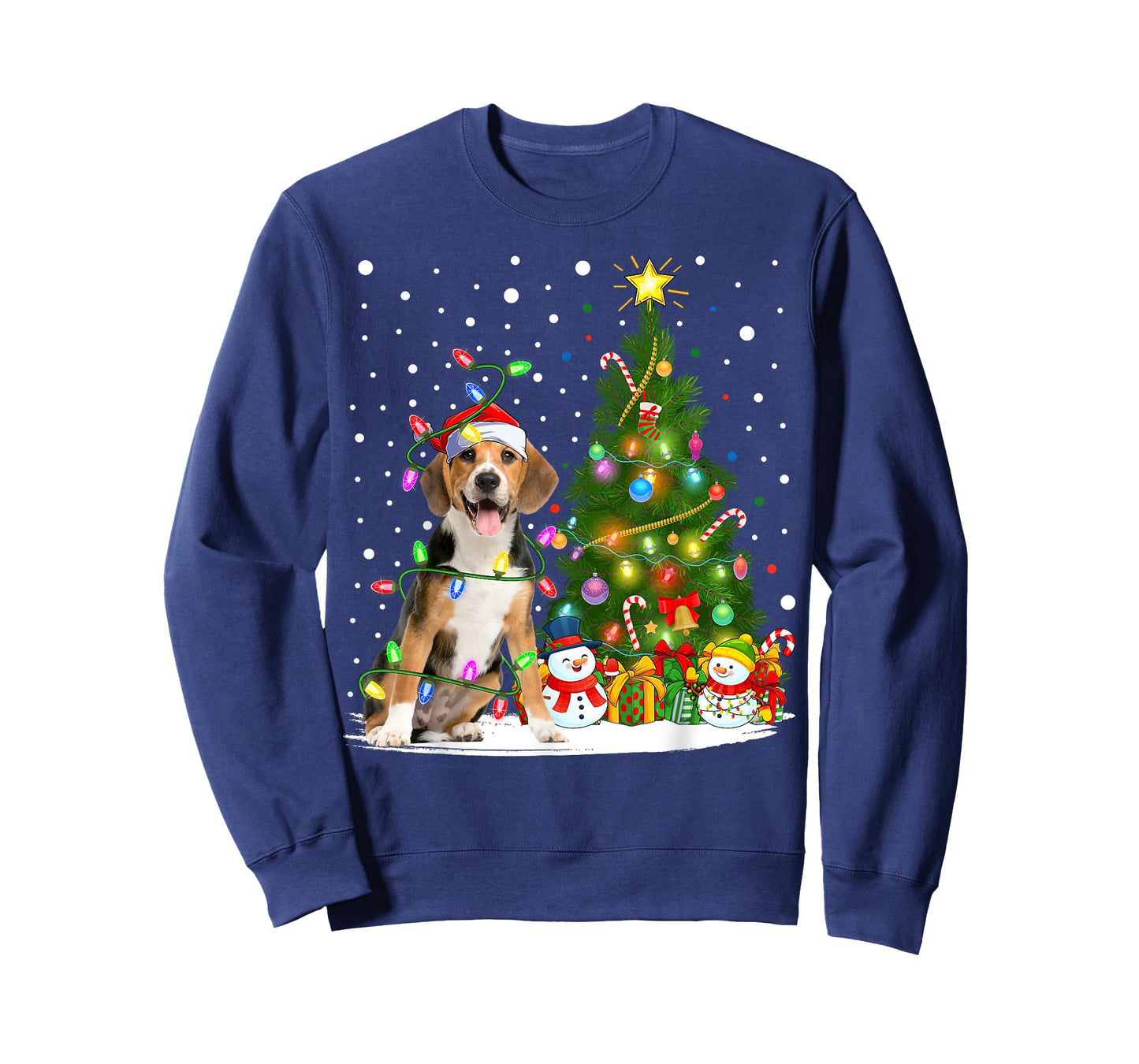 Santa Beagle Dog Xmas Tree Lighting Beagle Christmas Men Women Kids T-Shirt