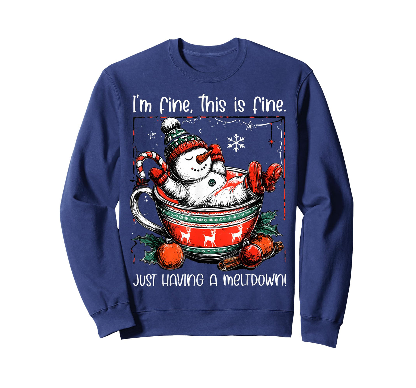 I'm Fine This is Fine Just Having Meltdown Christmas T-Shirt