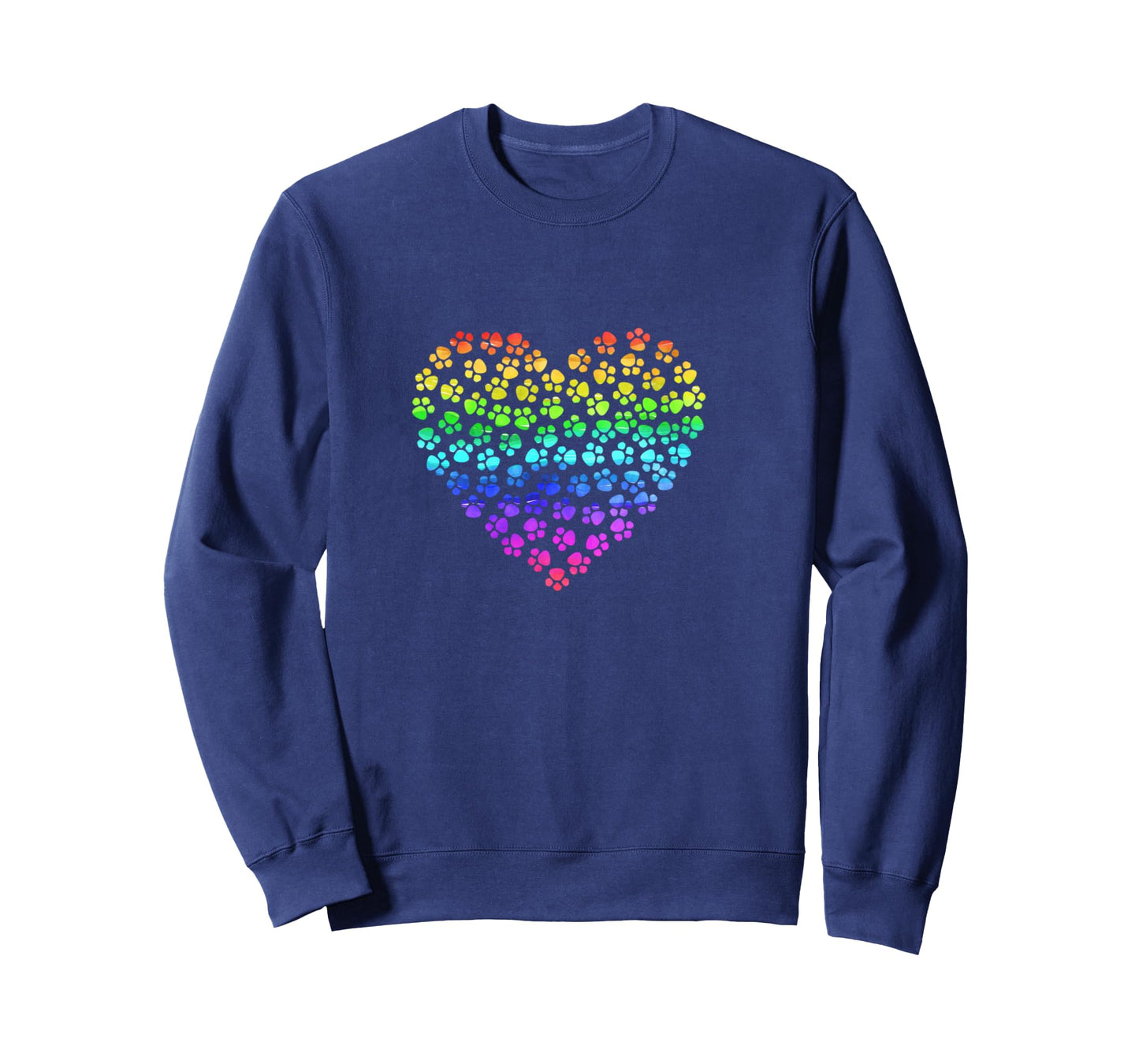 Rainbow Pawprint Heart - Pet Lover Gift Long Sleeve T-Shirt