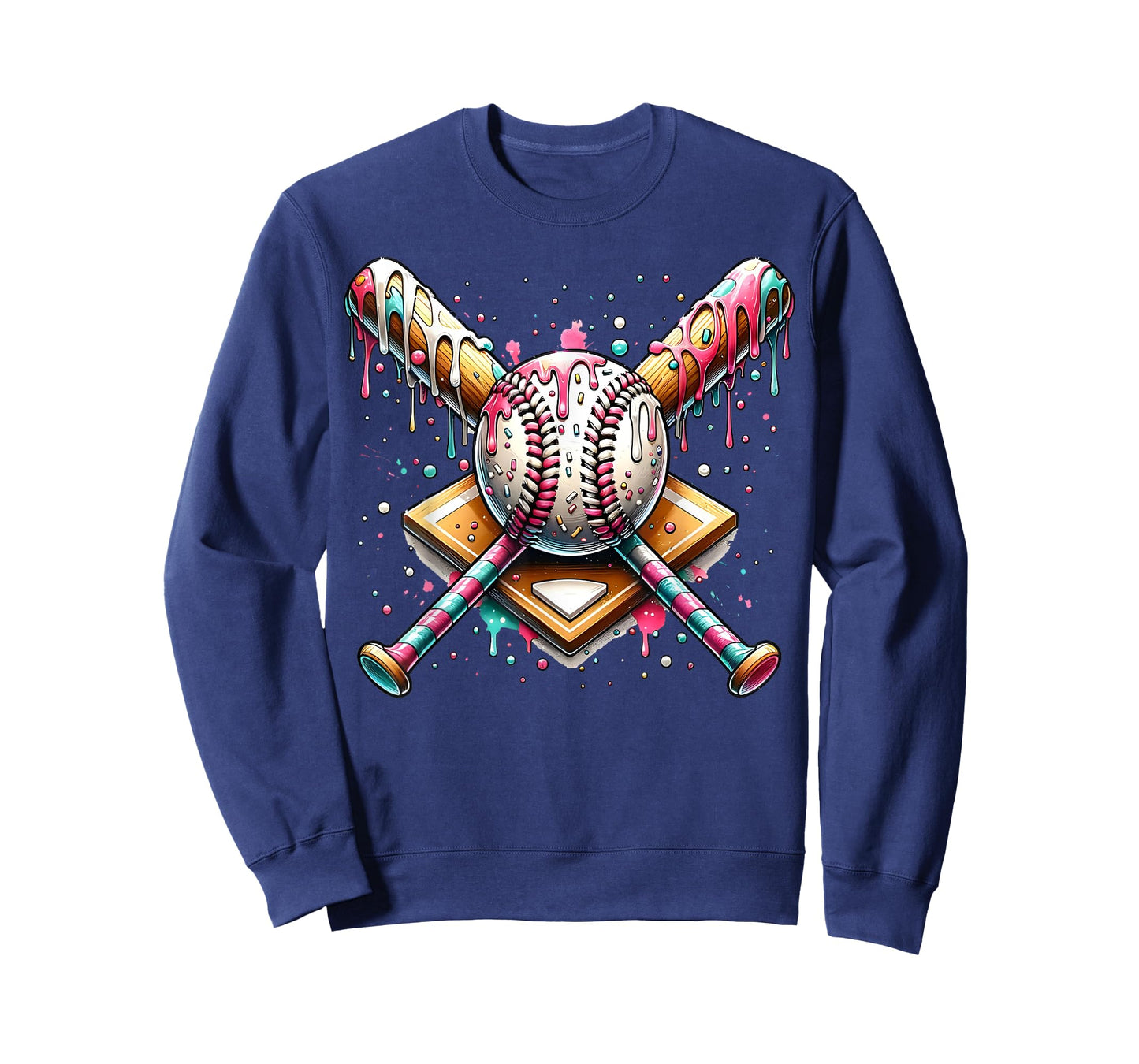 Baseball Home Plate Ice Cream Drip Baseball with Sprinkles T-Shirt
