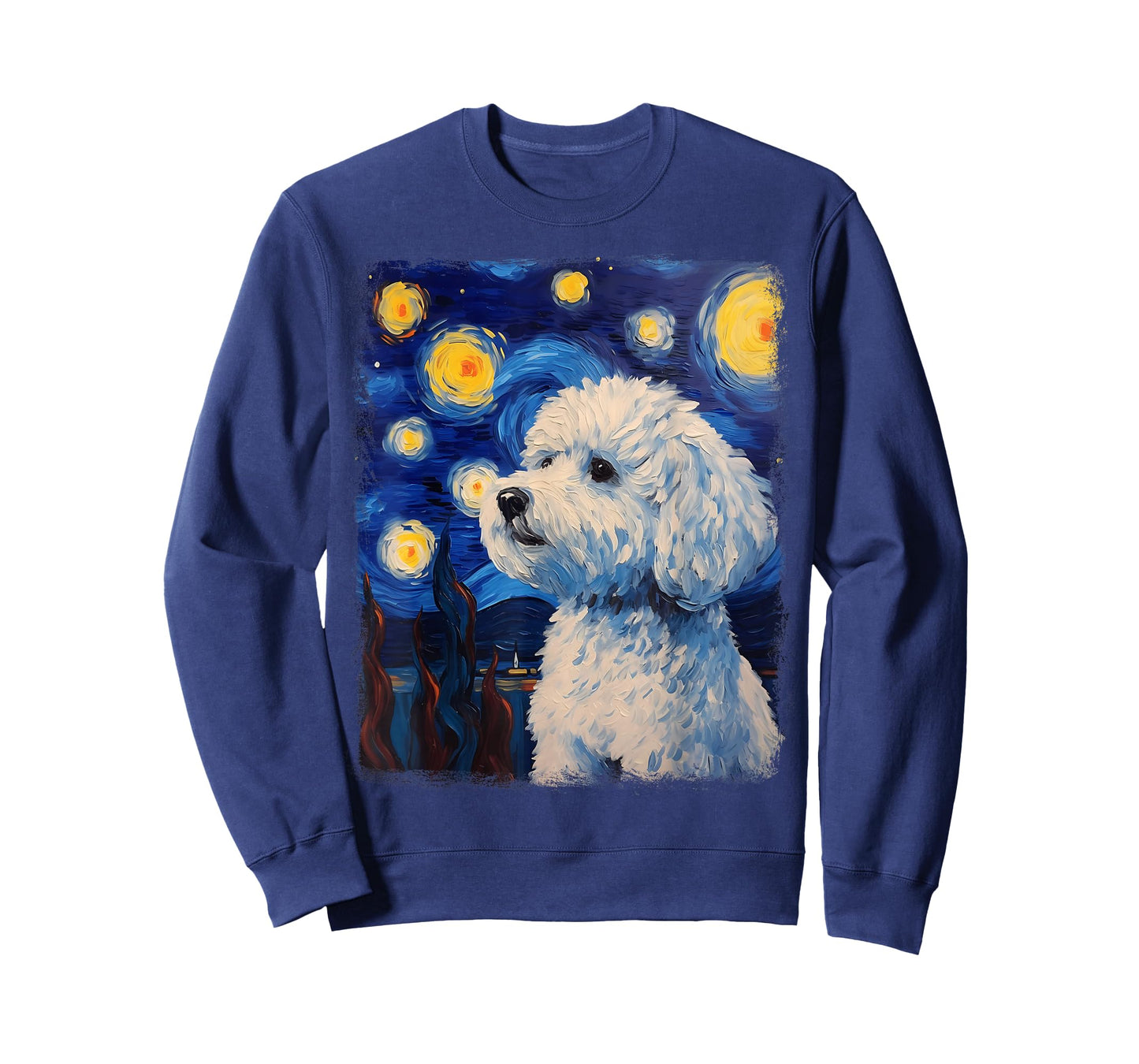 Bichon Frise Dog Starry Night Painting T-Shirt
