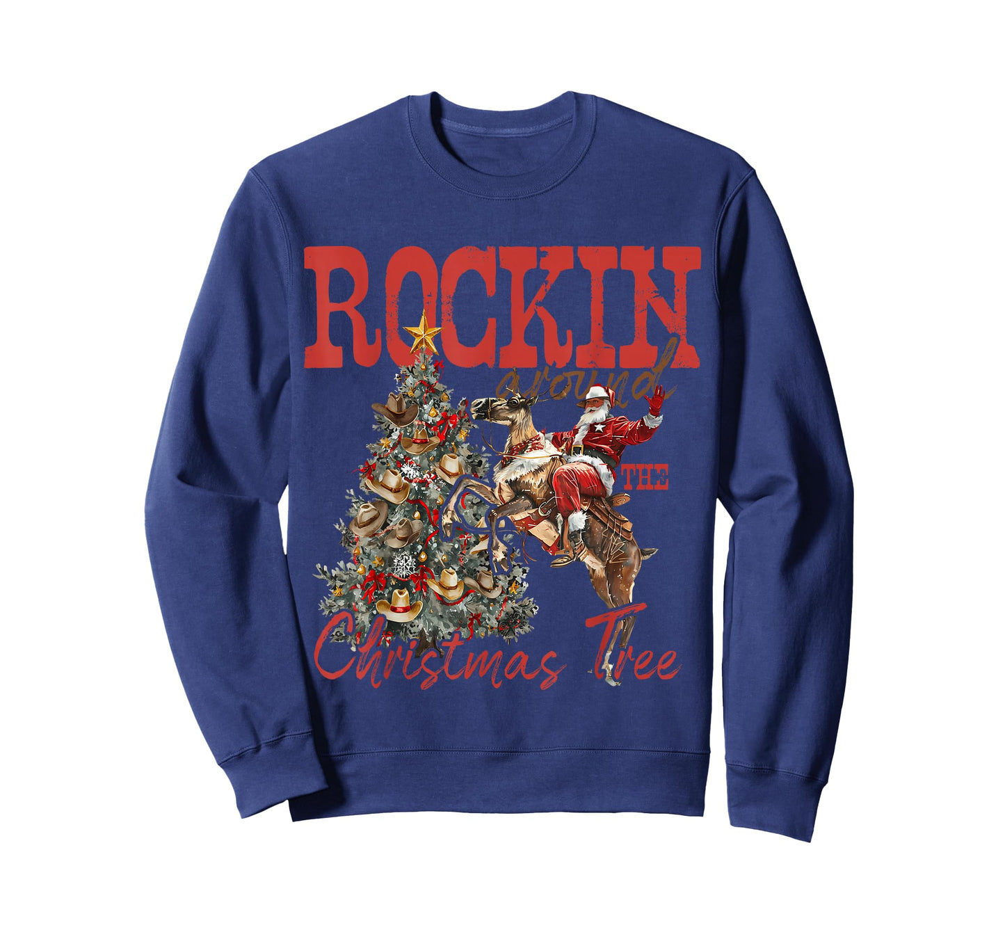 Rockin' Around Christmas Cowboy Tree Santa Ride Horse Pajama T-Shirt