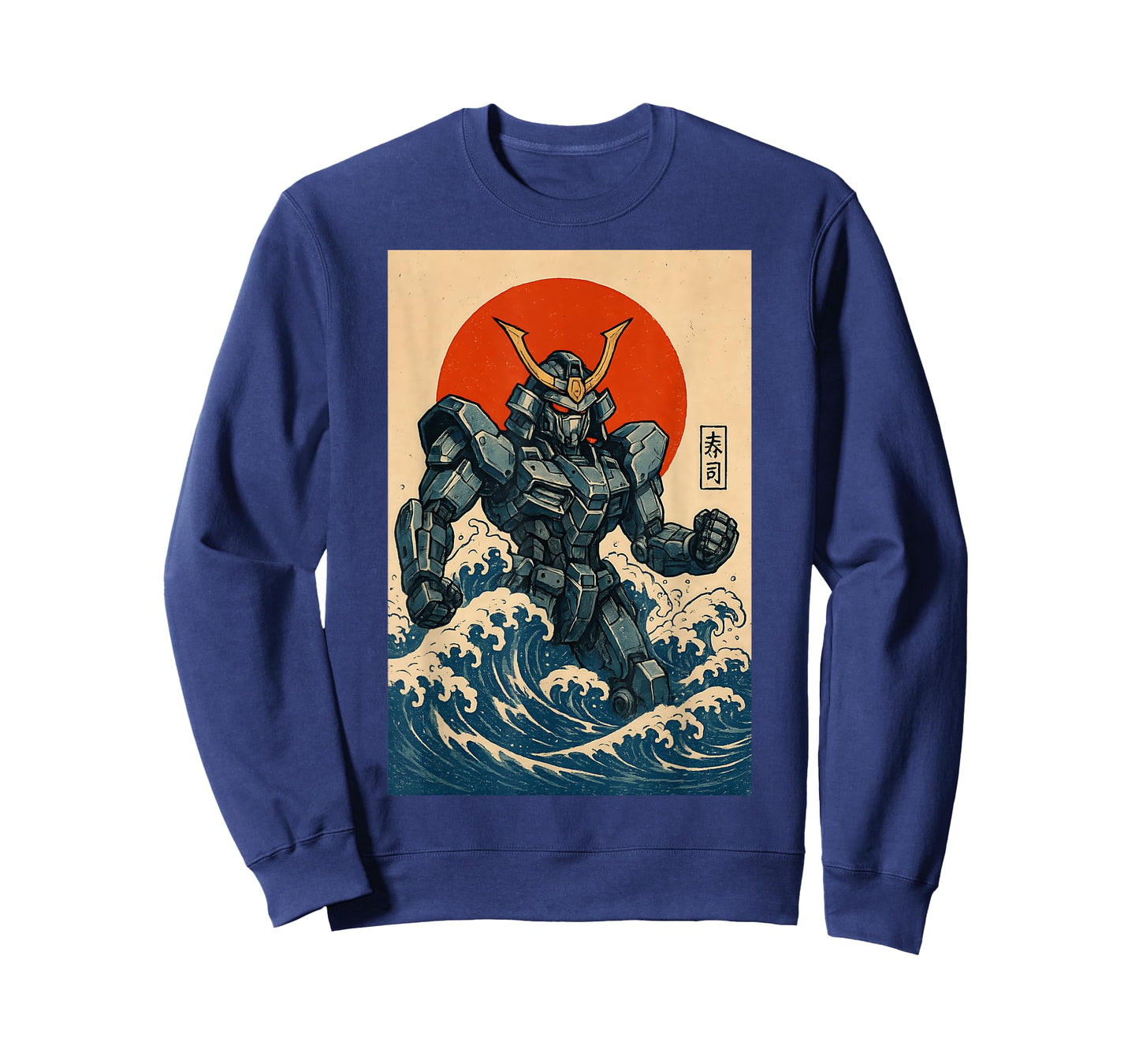 Futuristic Mech Robot with Japanese Armor Rising from T-Shirt