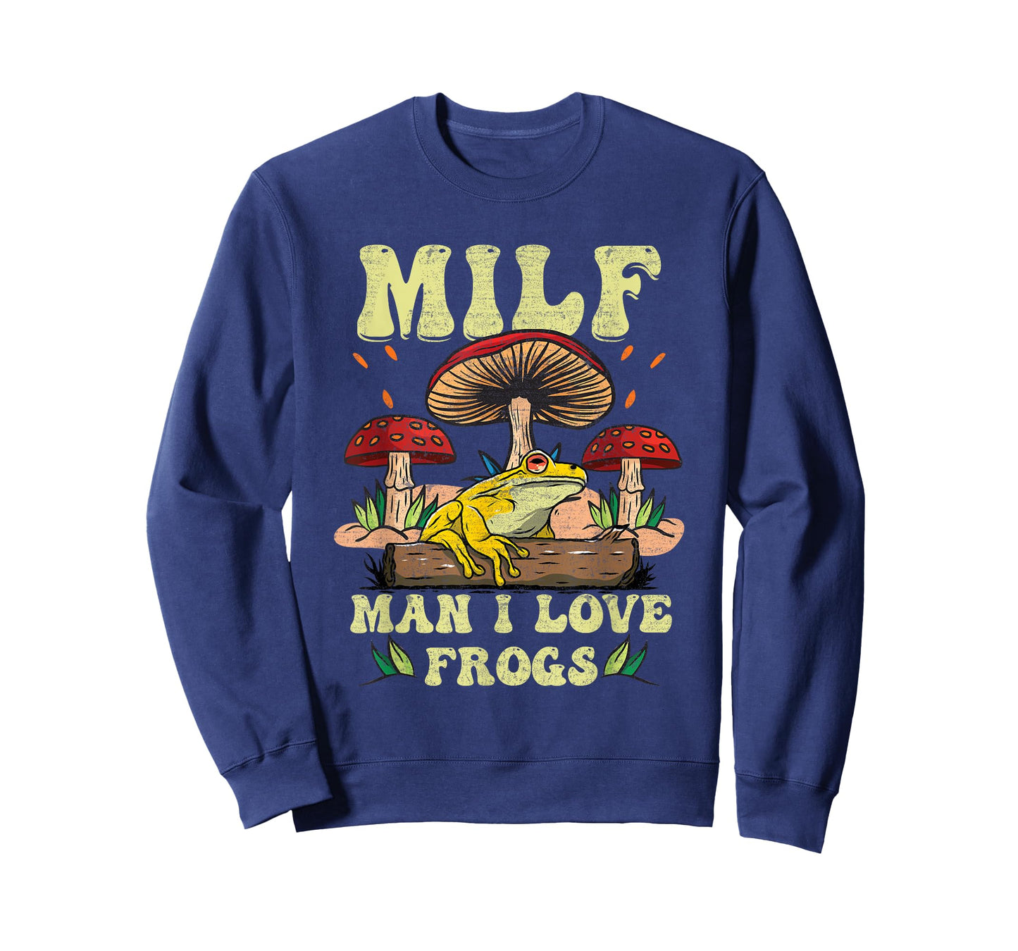 M I L F Man I Love Frogs Vintage Frog And Fungi Mushroom T-Shirt