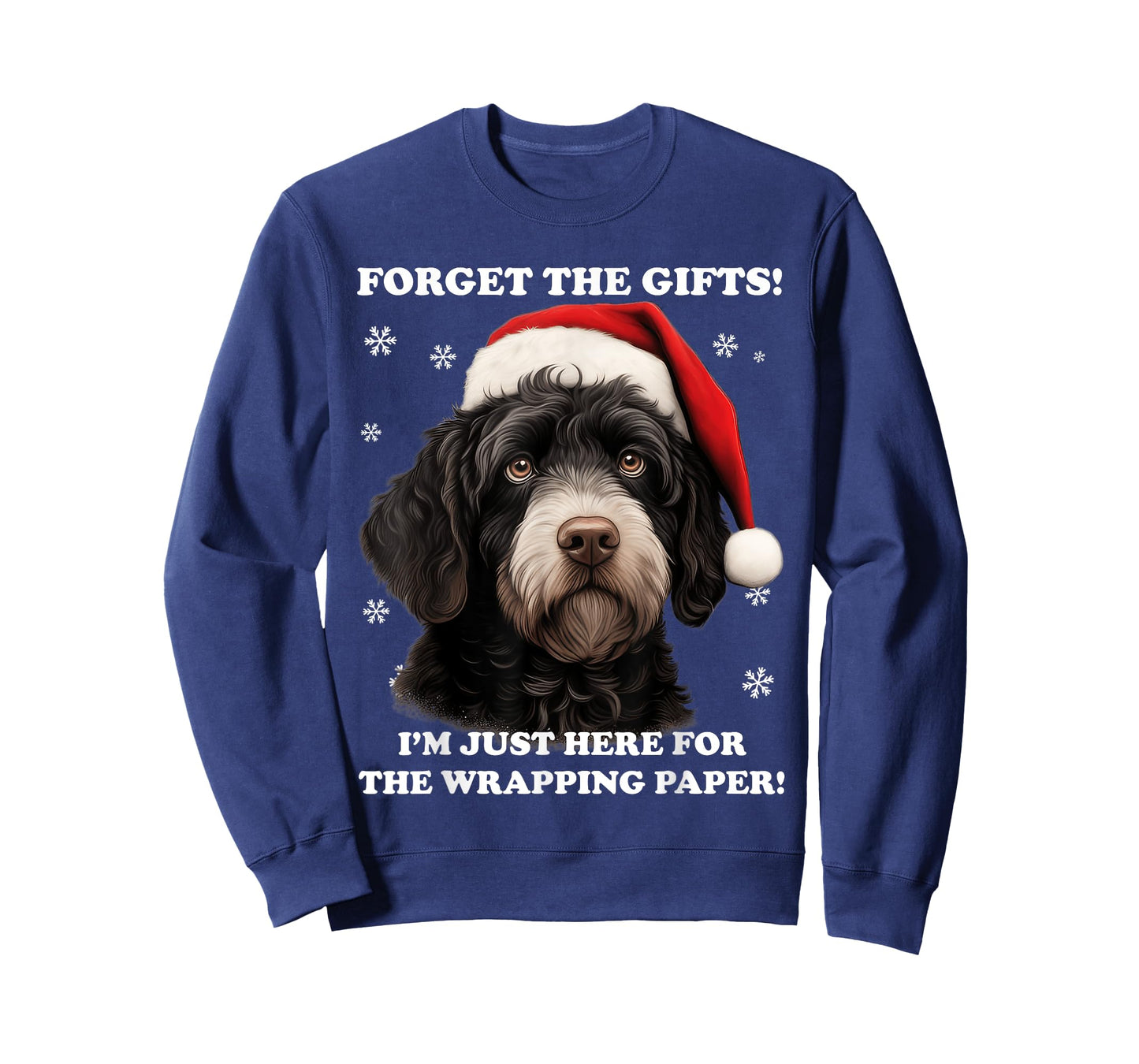 Portuguese water dog with Christmas hat Funny dog Christmas T-Shirt