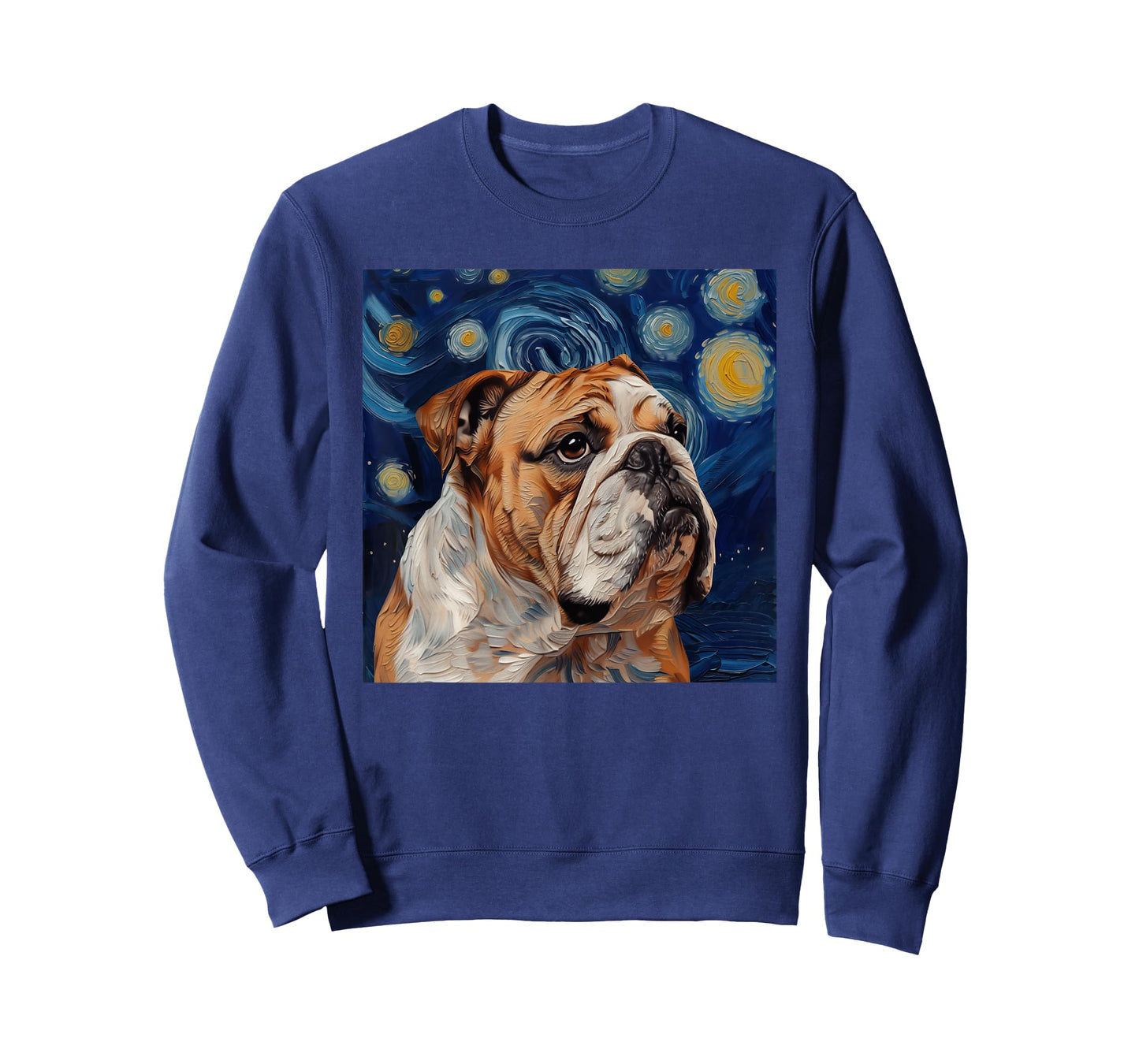Bulldog Dog Van Gogh Style Starry Night T-Shirt