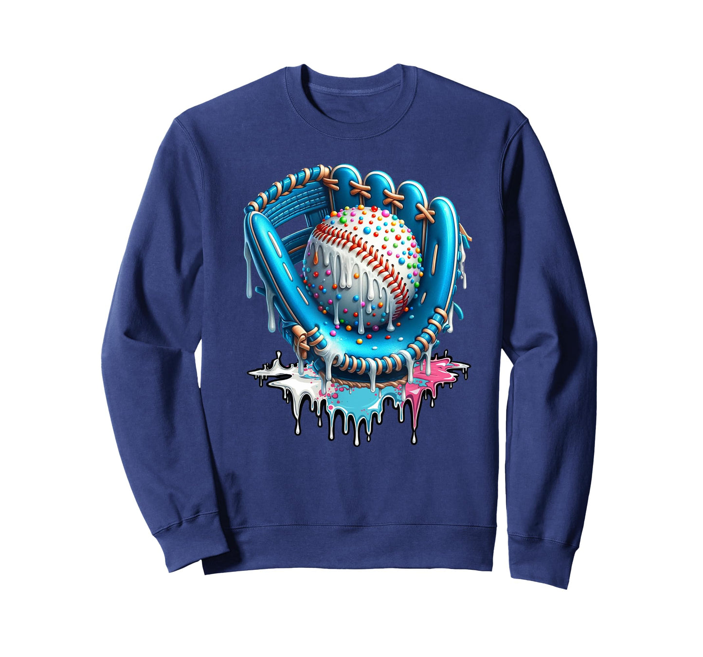 Baseball Ice Cream Drip Sprinkles Softball Glove T-Shirt