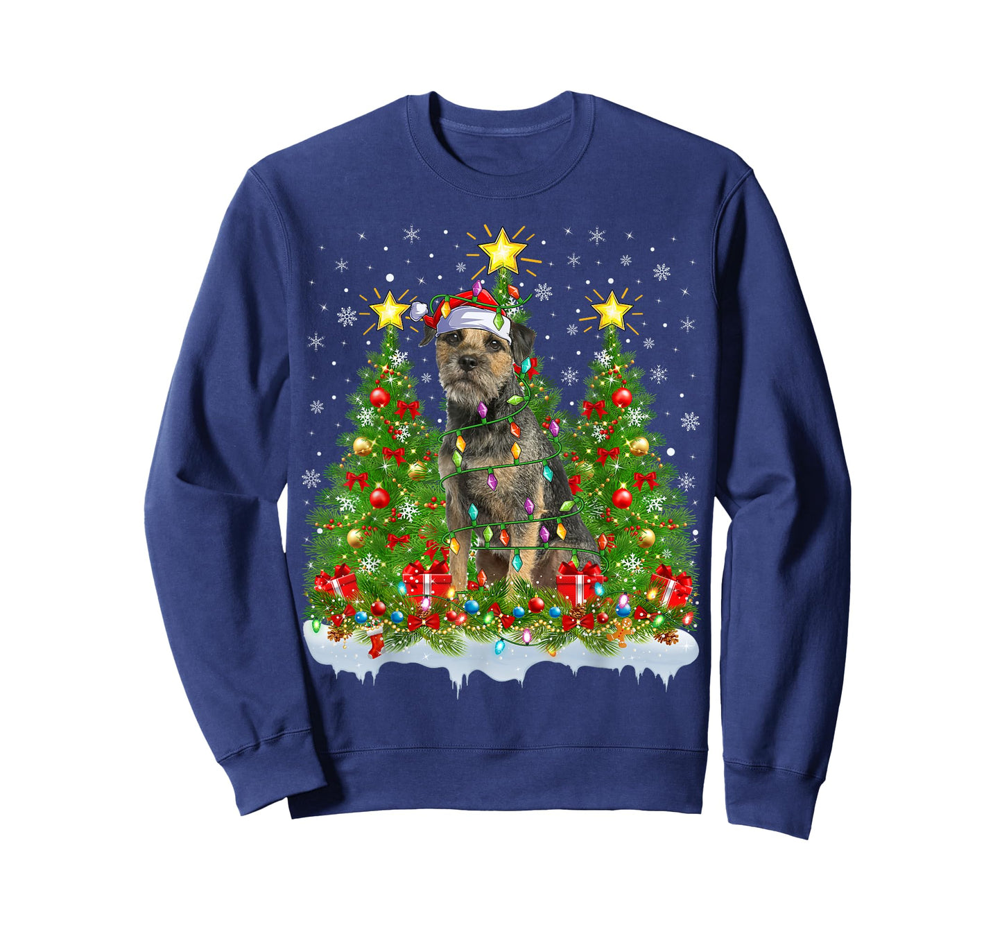 Xmas Tree Decoration Santa Border Terrier Dog Christmas T-Shirt