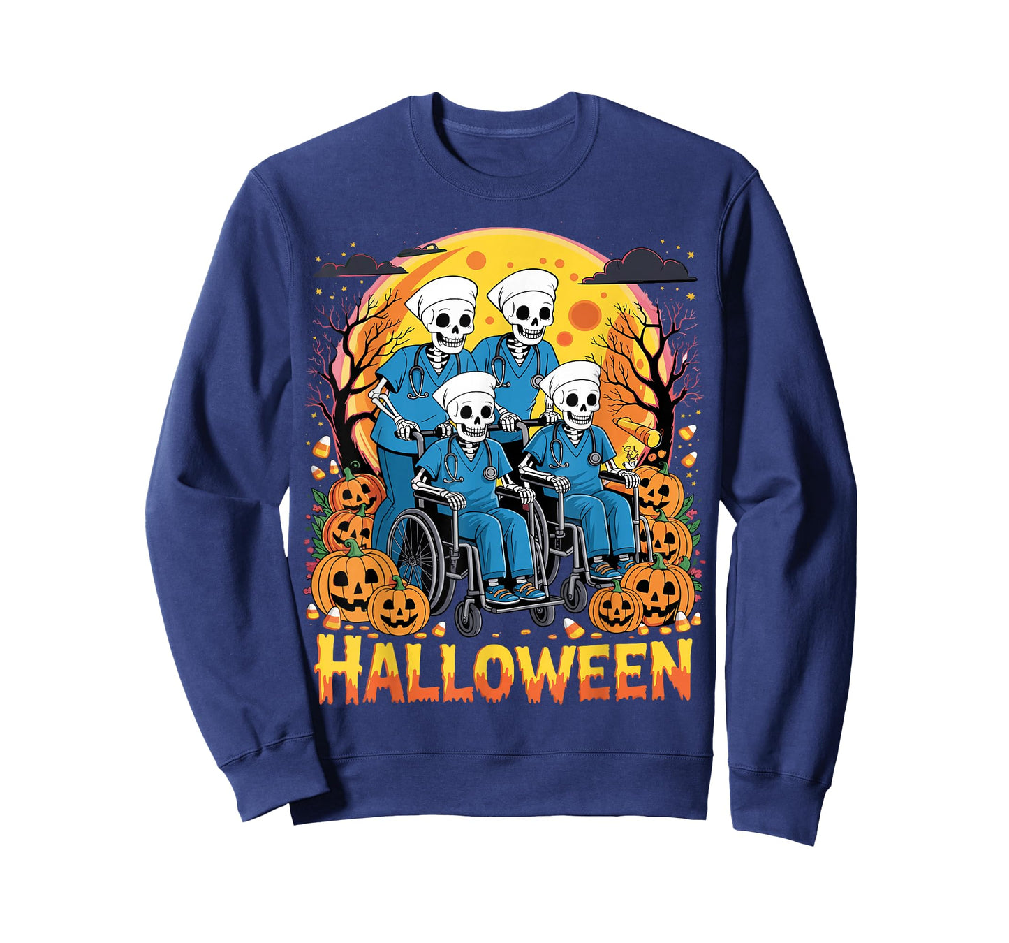 Nurse Skeletons Halloween Healthcare CNA Medical Crew T-Shirt