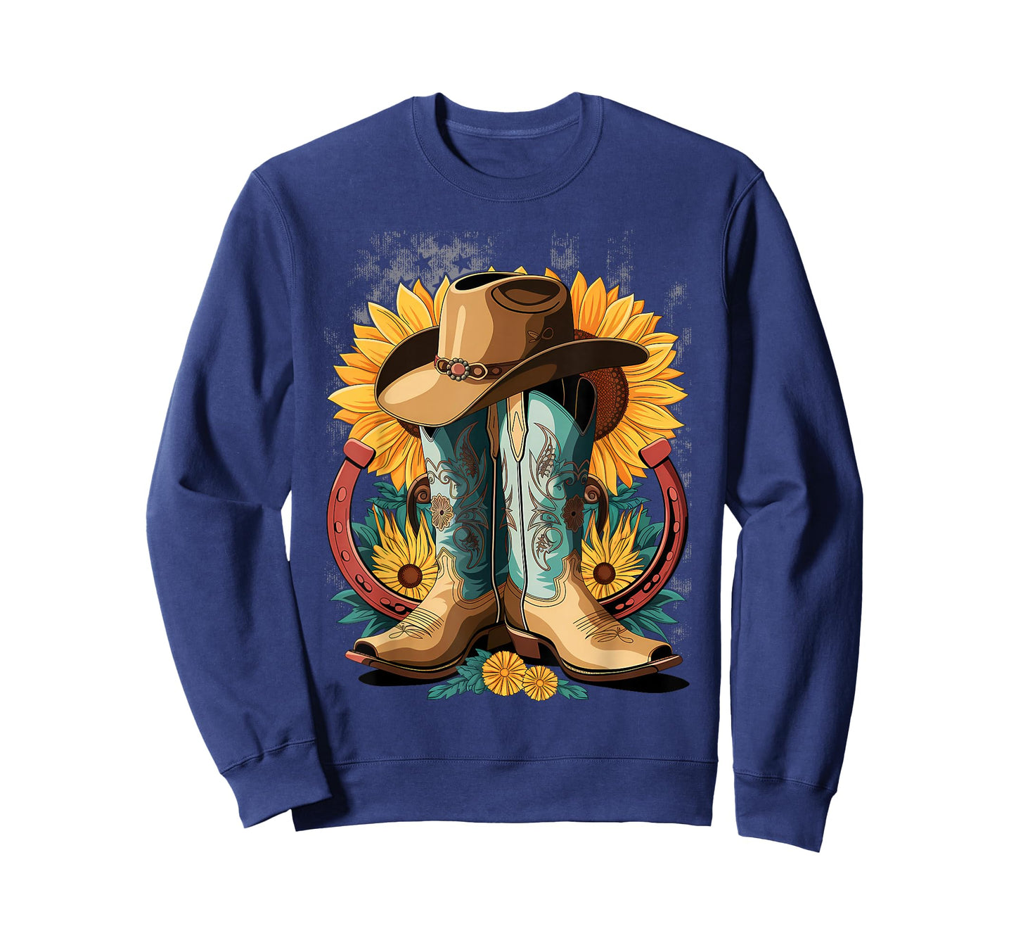 Western Cowboy Boot Horseshoe Sunflower Rope Cowgirl Country T-Shirt