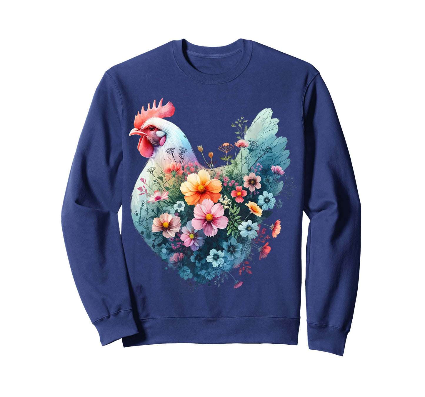 Chicken Floral Art Graphic Women Farm Chicken Lover Colorful T-Shirt