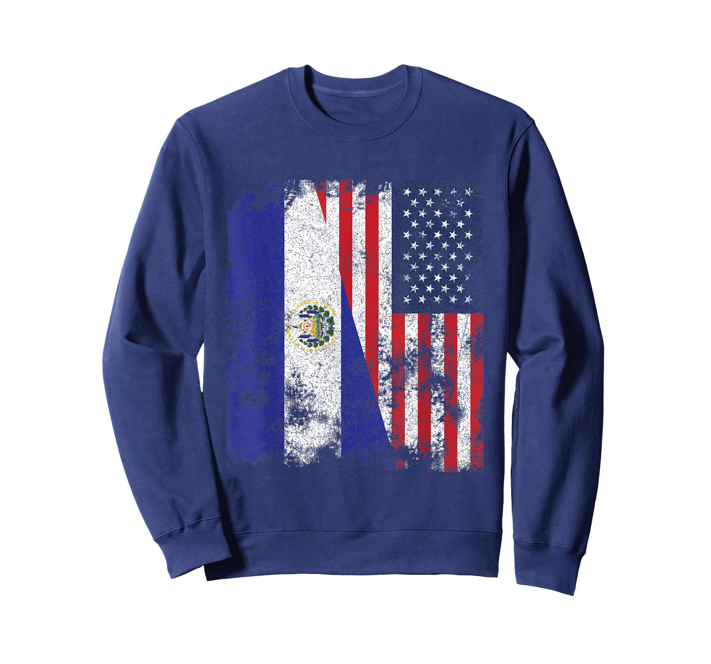 El Salvador USA Flag Distressed - Half American T-Shirt