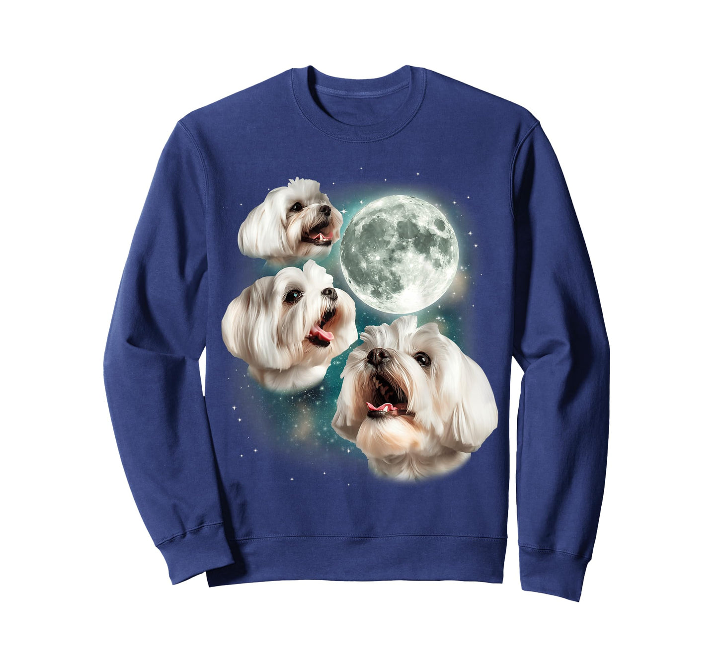 Three Maltese Moon | 3 Cute Howling Dogs Maltese Lover Puppy T-Shirt