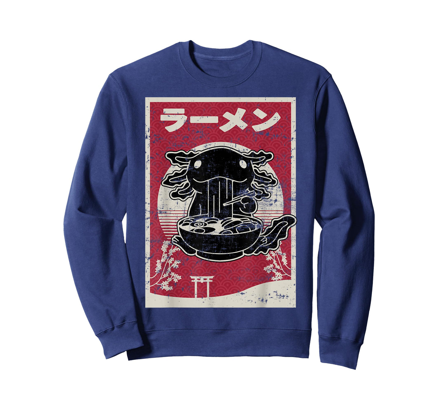 Kawaii Axolotl Ramen Japanese Woodblock Art Anime Boys Teens T-Shirt
