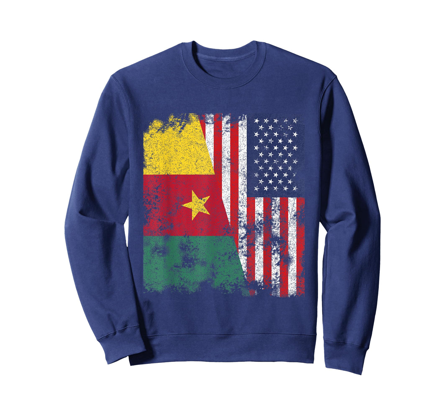 Cameroon USA Flag Distressed - Half American T-Shirt