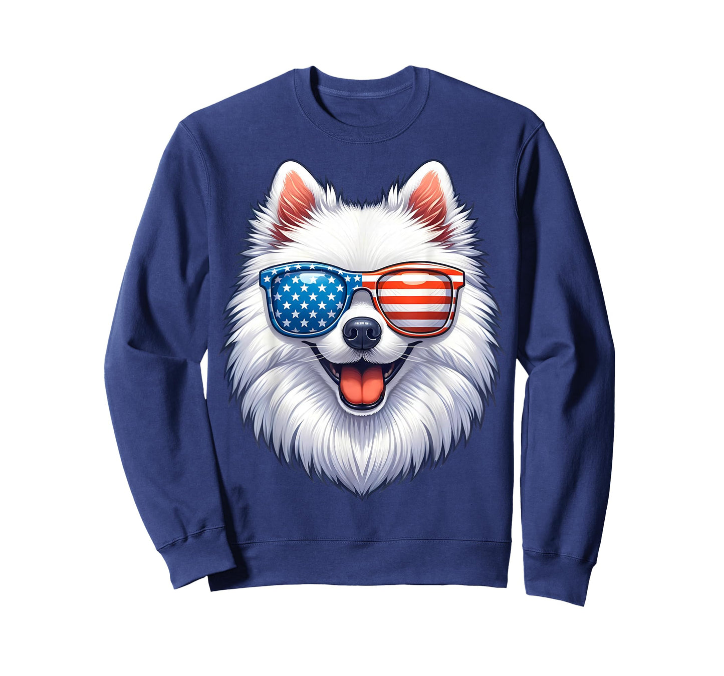 American Eskimo Dog USA Flag Funny Patriotic T-Shirt
