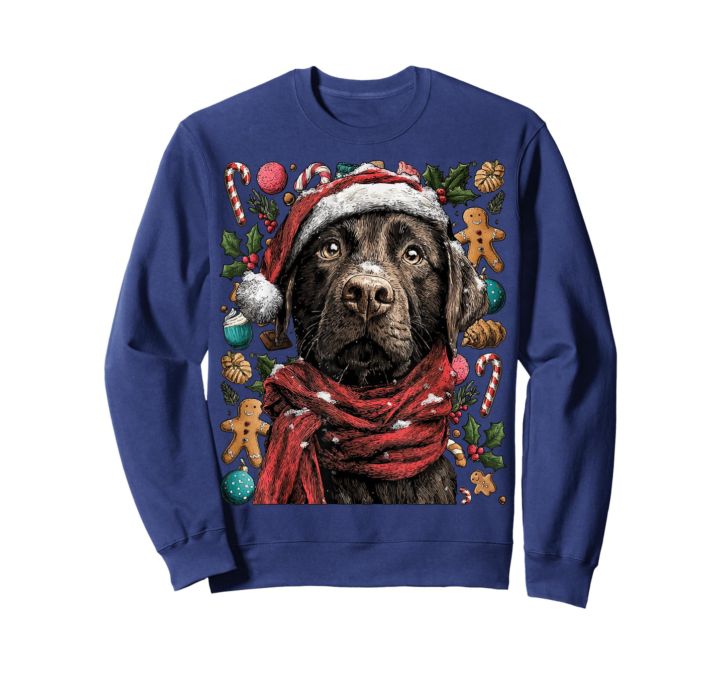 Festive Labrador Retriever in Santa Hat Winter Christmas Dog T-Shirt