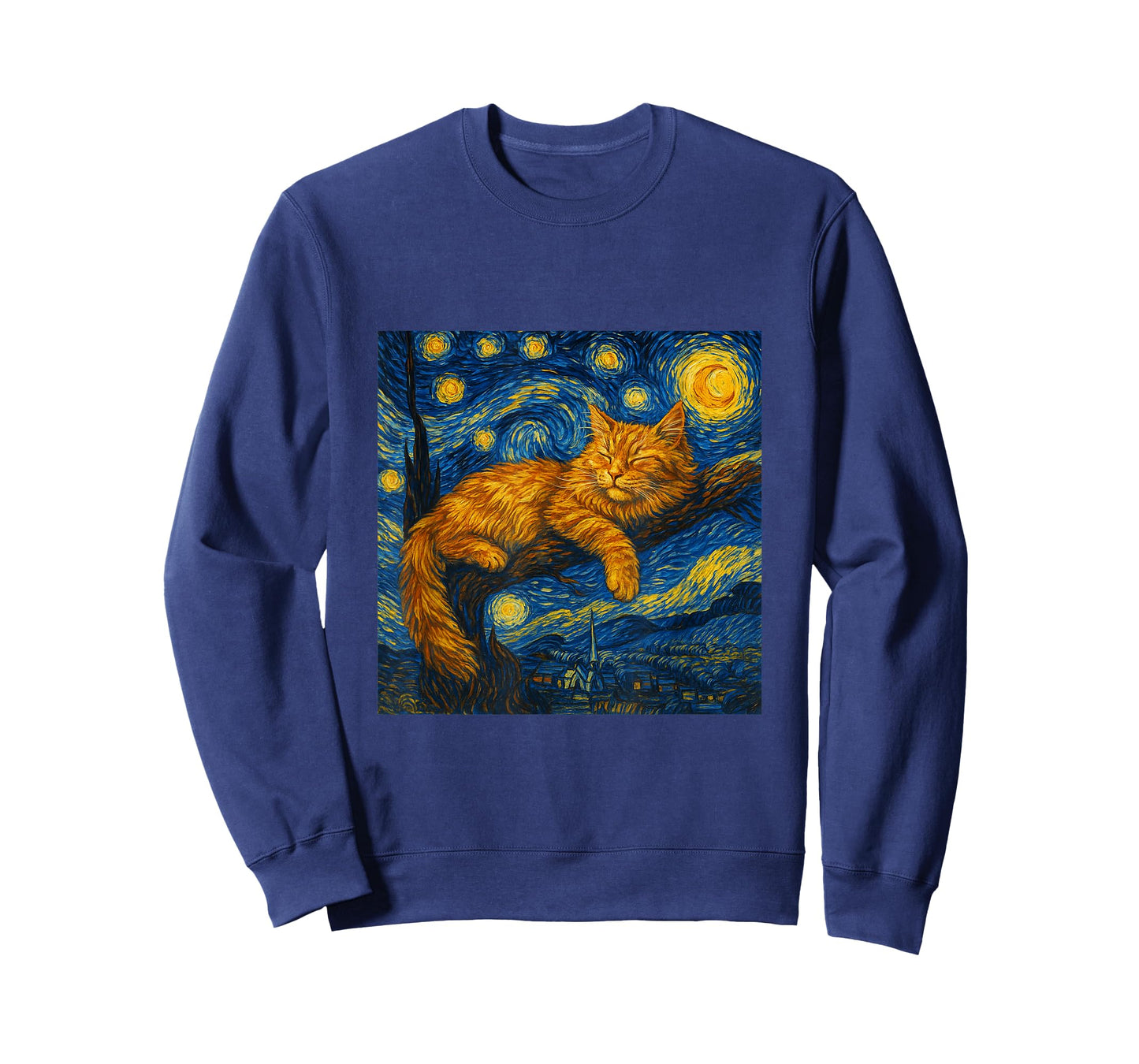 Gifts Maine Coon Cat Starry Night Painting Men Women Kids T-Shirt