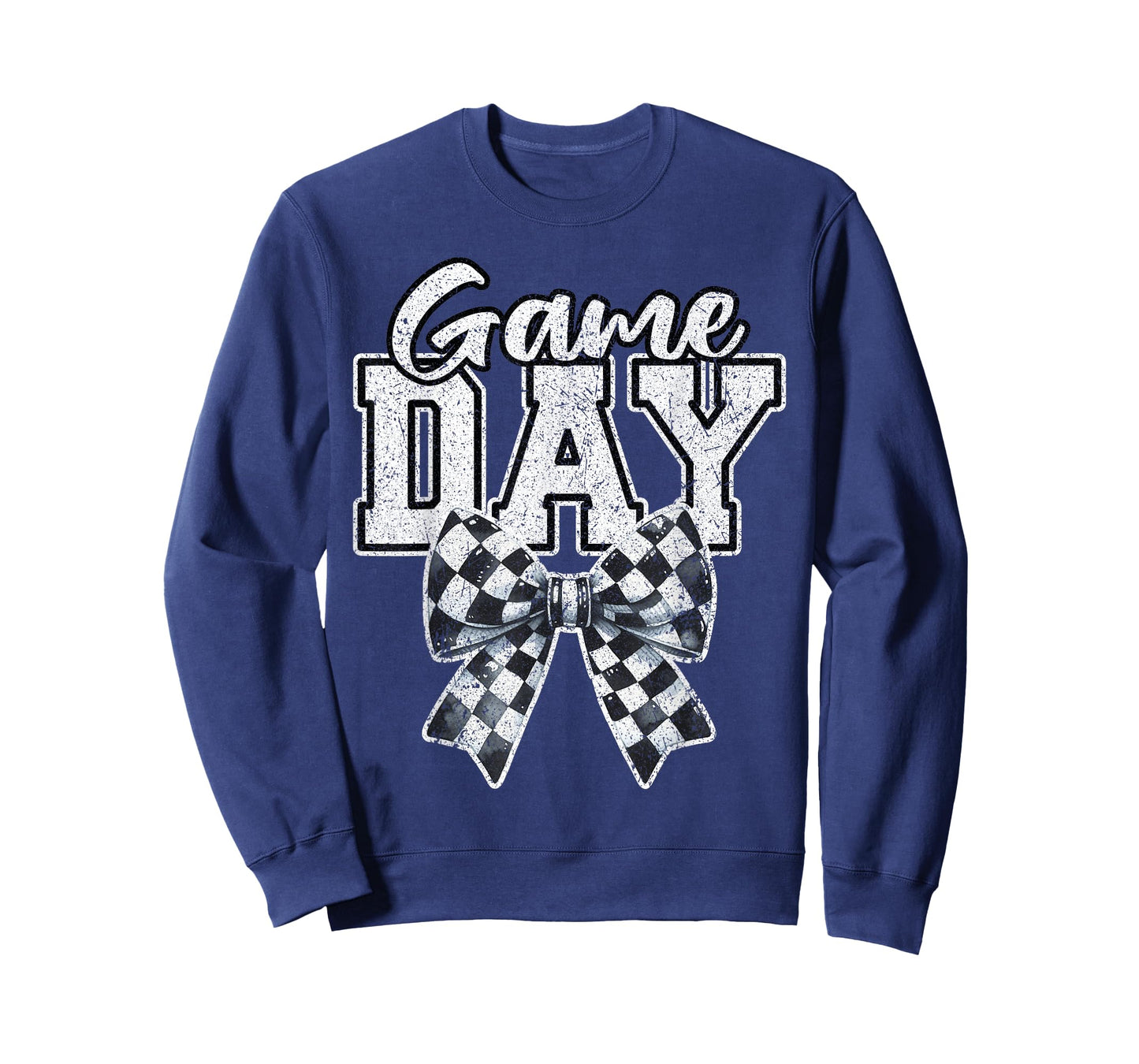 Retro Croquette Bow Black White Checkered Football Game Day T-Shirt
