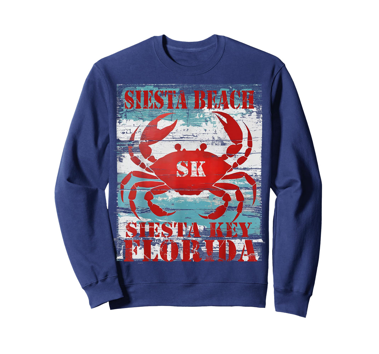 Siesta Key Florida Siesta Beach FL Nautical Coastal Crab SK T-Shirt for Men Women Kids