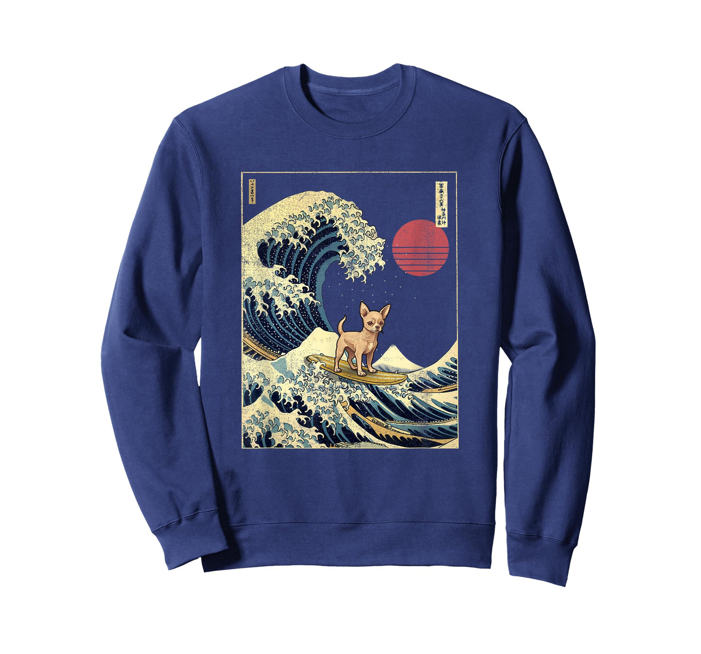 Chihuahua Japanese Kanagawa Wave Funny Surf Dog T-Shirt