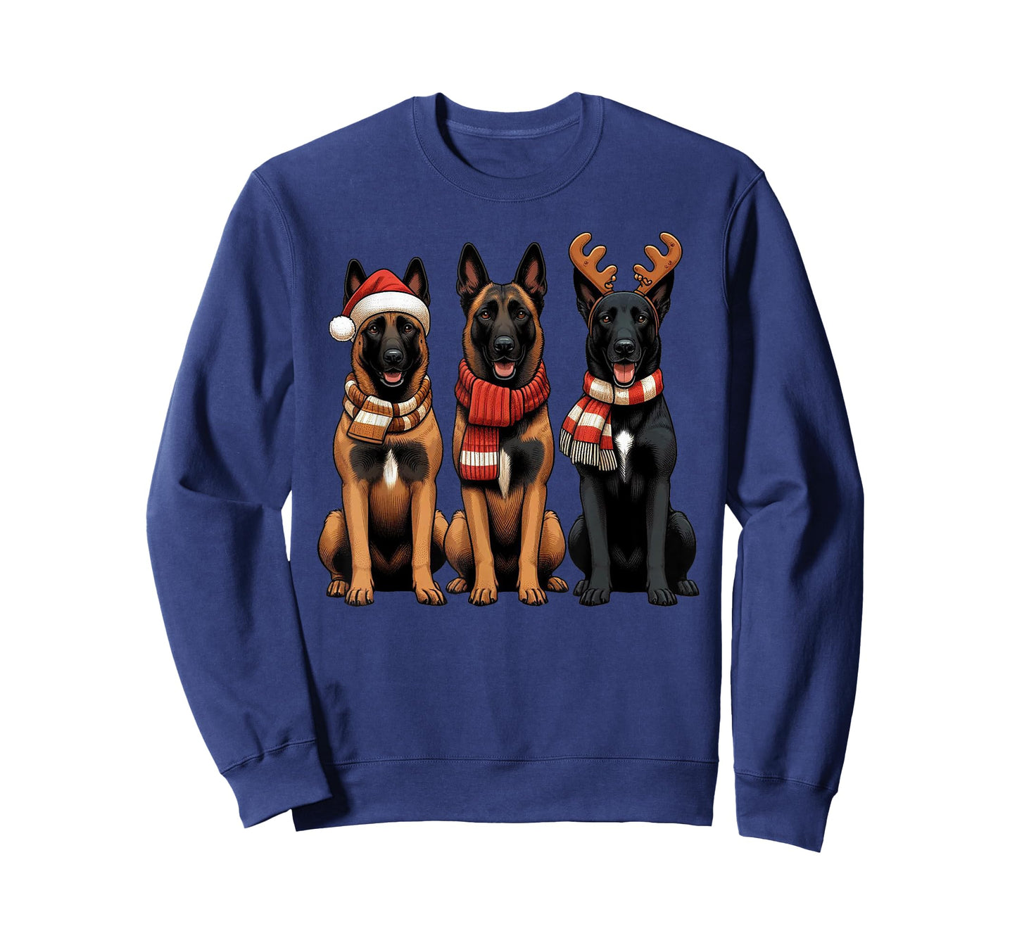 Santa Reindeer Belgian Malinois Christmas Malinois Dog Lover T-Shirt for Men Women