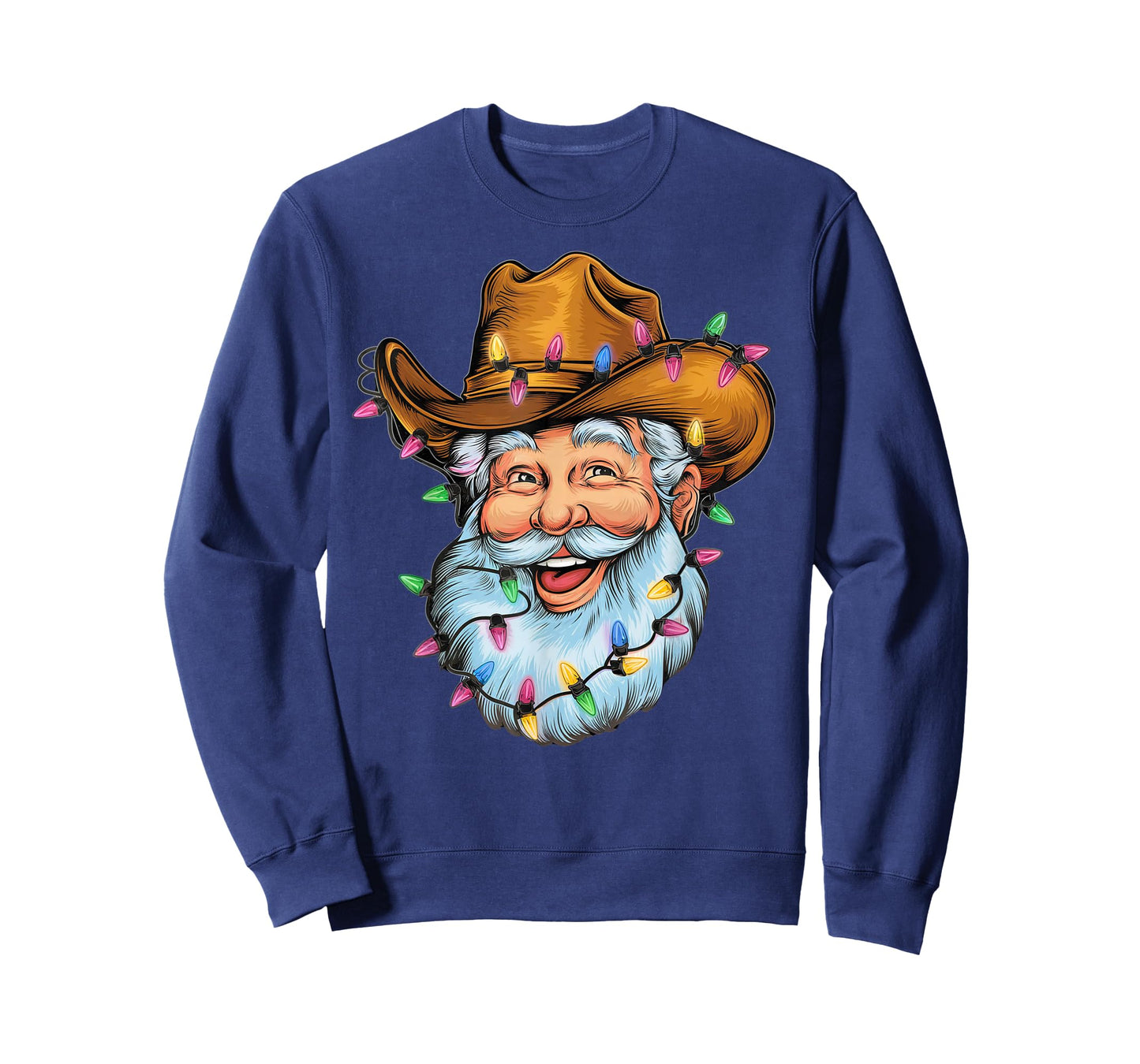 Funny Santa Cowboy Western Christmas Xmas Lights Holiday T-Shirt